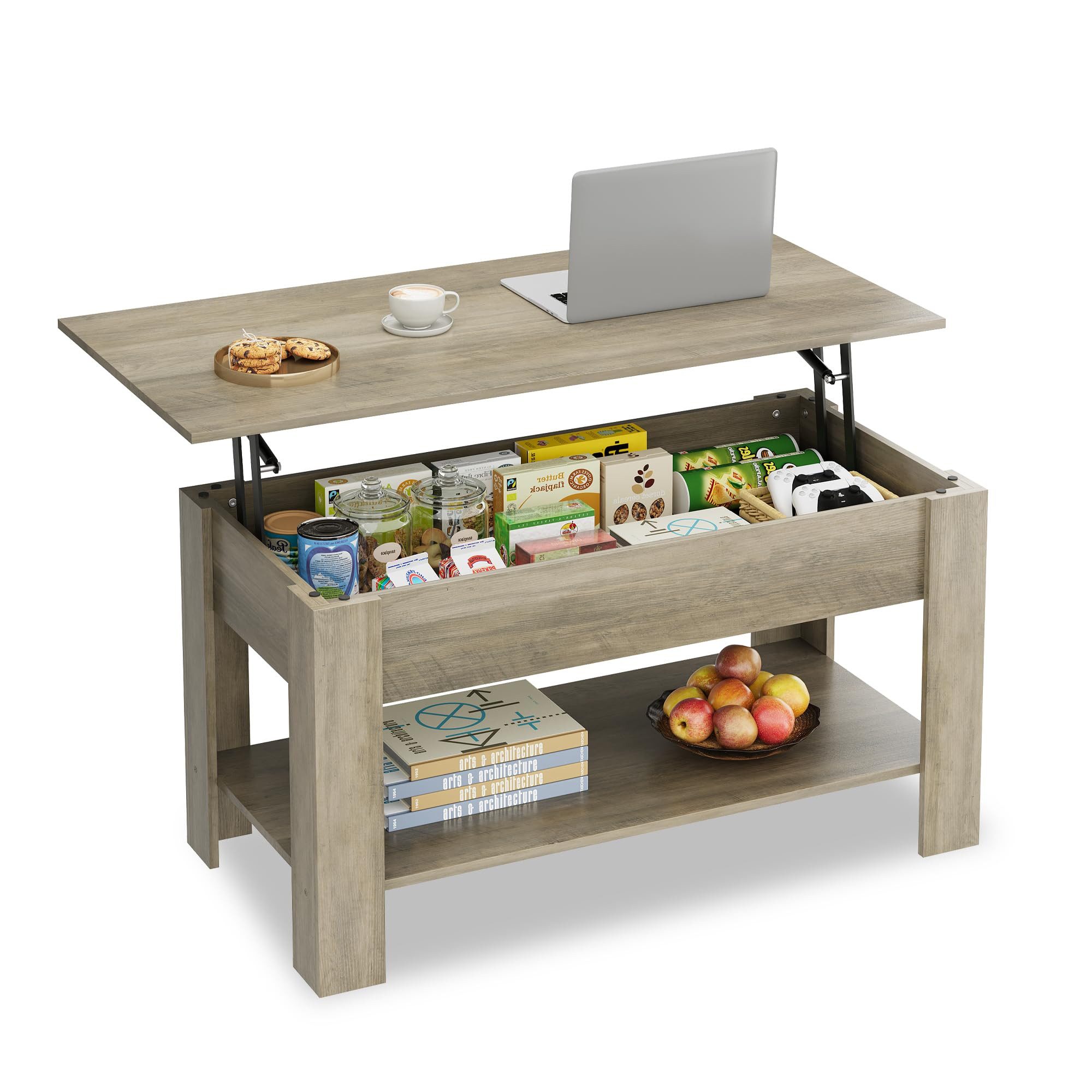 WLIVE Couchtisch Höhenverstellbar und Ausziehbar, Couchtisch Holz mit Staur günstig online kaufen