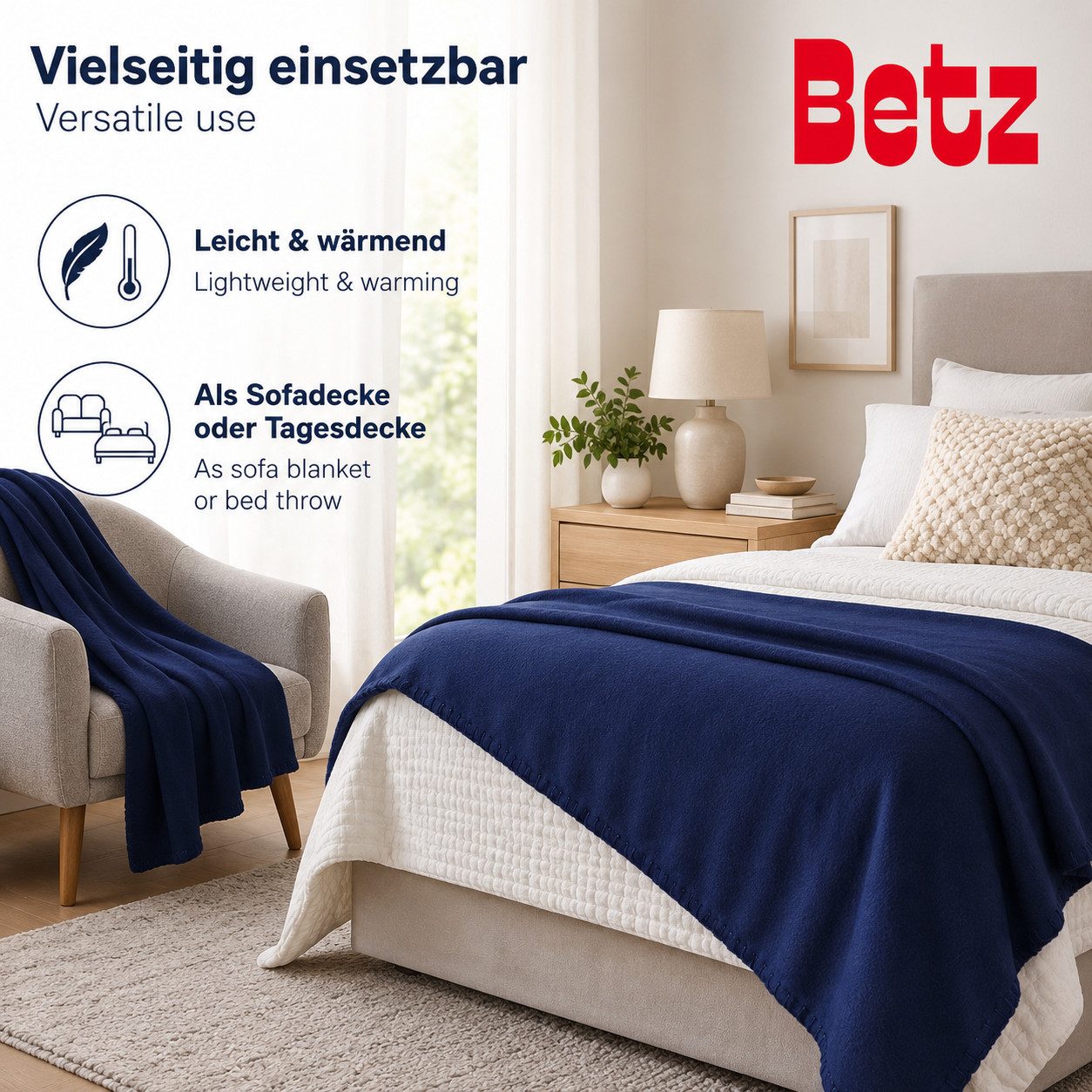 Wohndecke Fleecedecke 2 Stück 130x170 cm 180g/m² – Flauschige Sofadecke, Betz – Bild 5 von 5