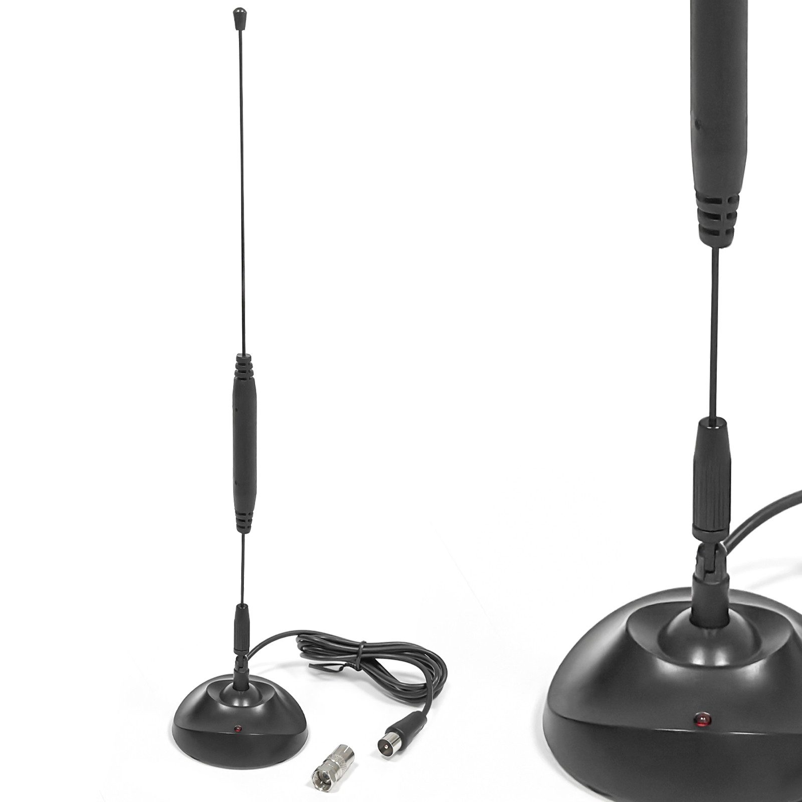 HB-DIGITAL hb-digital DVB-T2 Zimmerantenne aktiv mit Sockel & Verstärker 22dB Stabantenne (VHF: 87,5 - 230 MHz / UHF: 470 - 862 MHz (UHF), Verstärkung: 22 dB), Zimmerantenne DVB-T2 Antenne mit Sockel und Verstärker