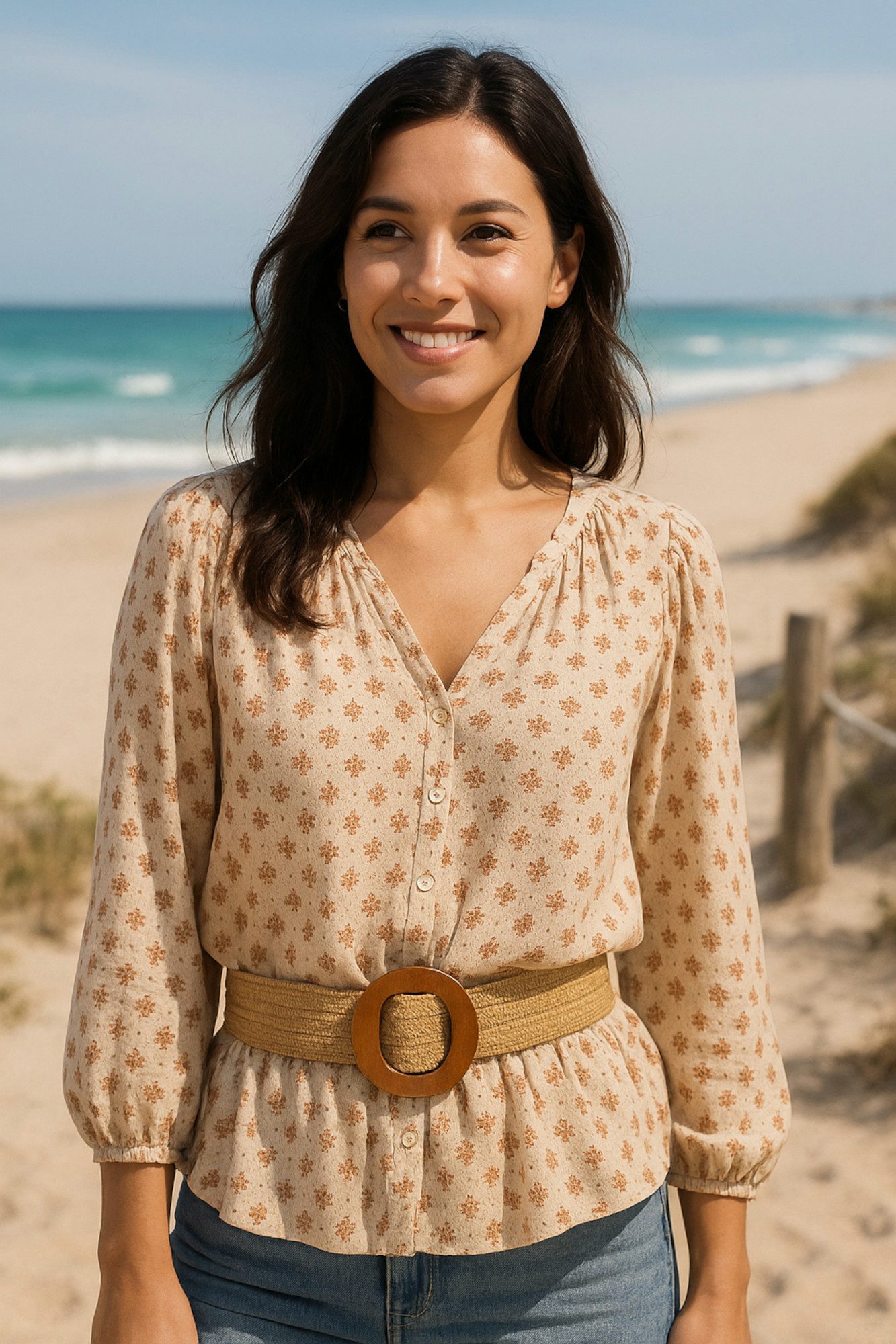 Ella Jonte Flechtgürtel Stretchgürtel mit Holzschnalle im Boho Ibiza Style günstig online kaufen