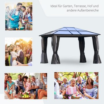 Outsunny Pavillon Pavillon, mit 4 Seitenteilen, (Set, Pavillon mit PC-Dach; - 8 x Heringe), BxT: 360x300 cm