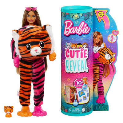 Mattel® Anziehpuppe Mattel HKP99 - Barbie - Cutie Reveal-Puppe+10 Überraschungen, Jungle