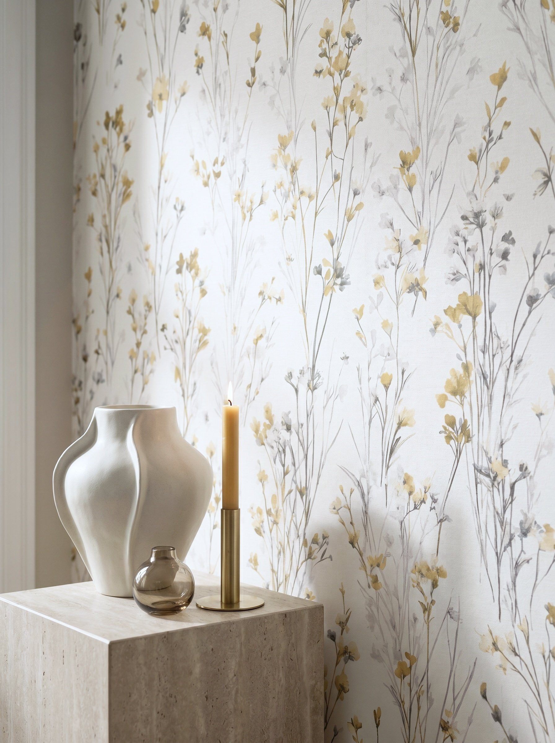 Newroom Vliestapete Lunara Ocker Tapete Vliestapete Blumen, Floral, Blumenranke, strukturiert, Mustertapete