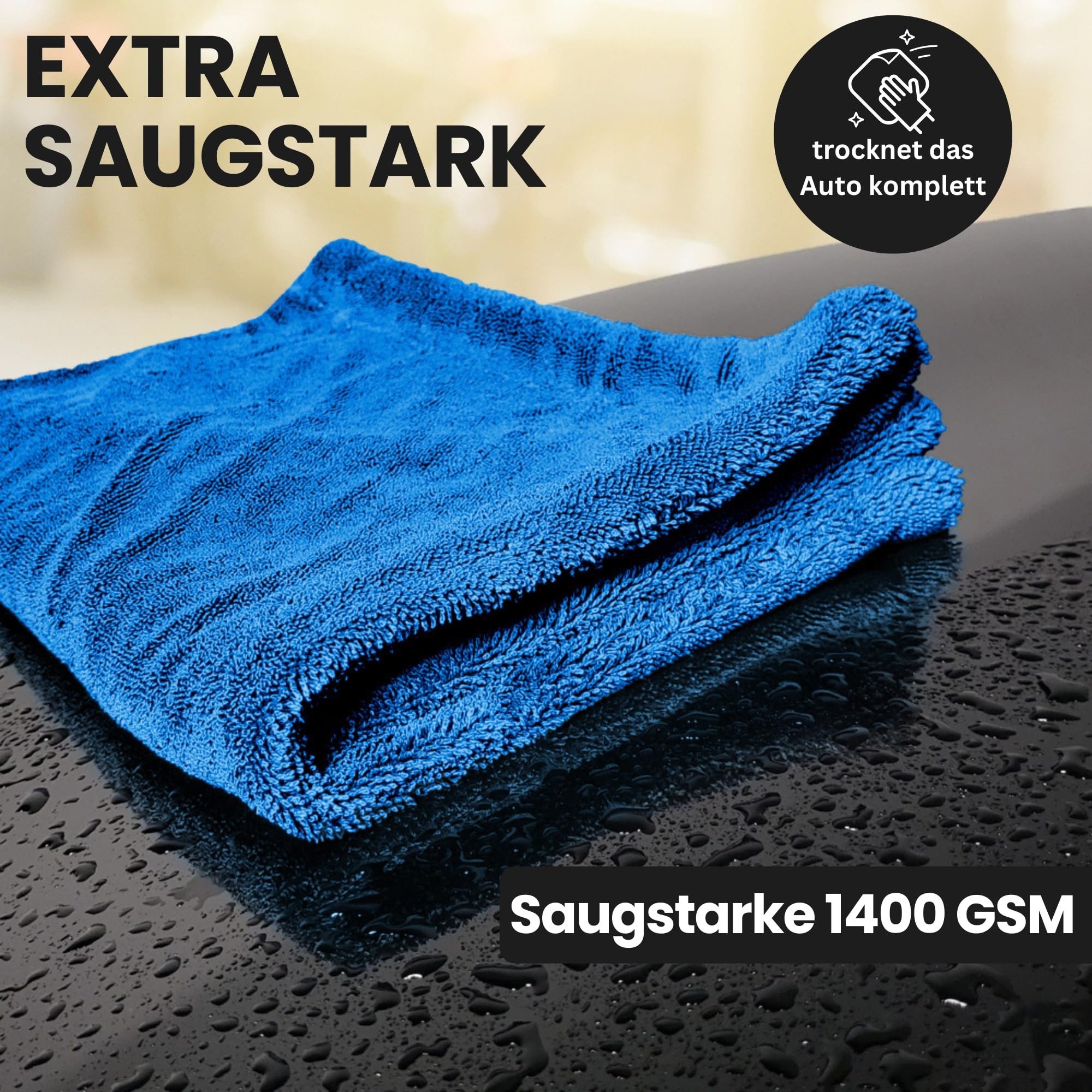 IVALITY IVALITY Auto Trockentuch XXL saugstarke 1400 GSM Twisted Mikrofaser Mikrofasertuch (Microfaser)
