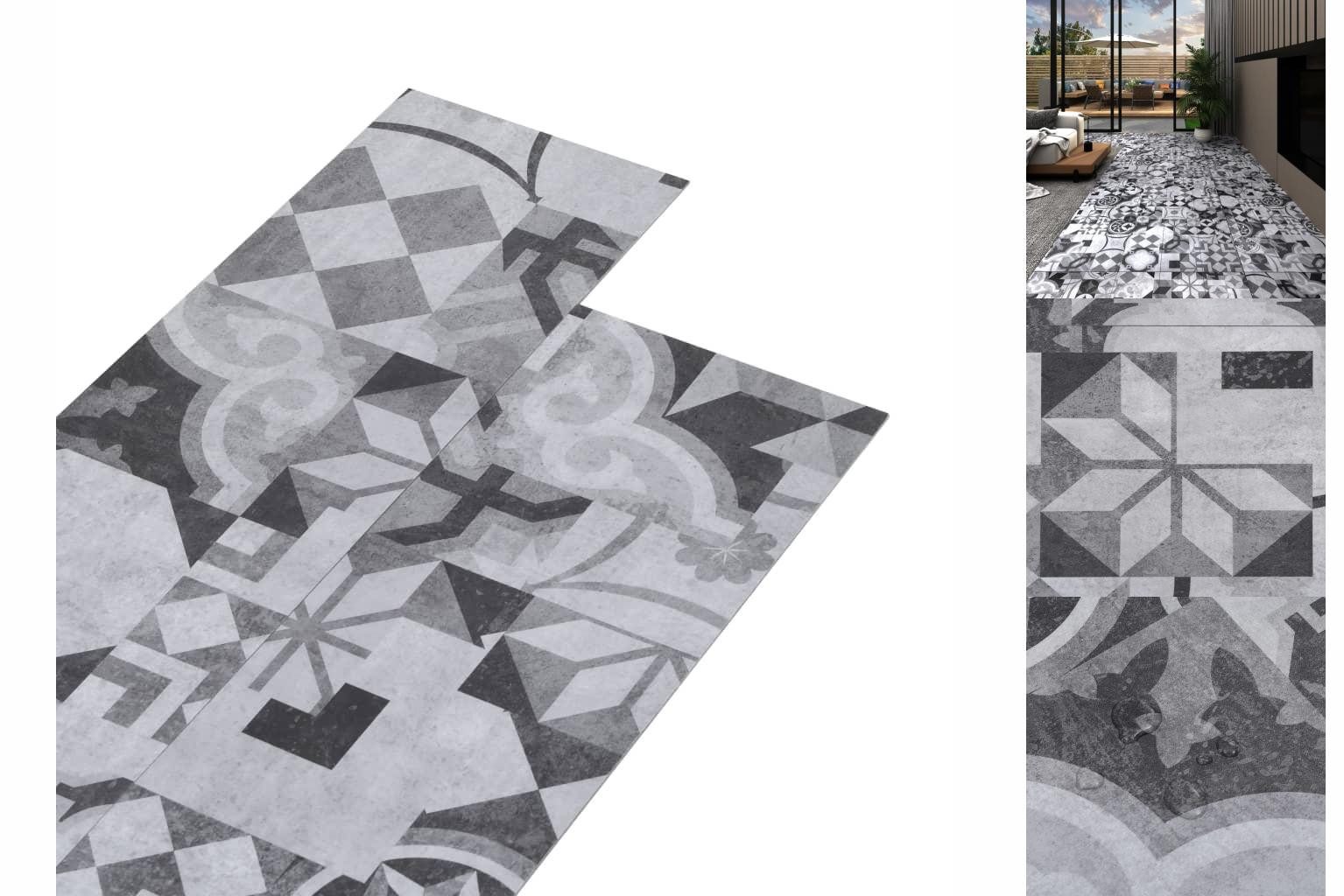 vidaXL Laminat PVC-Laminat-Dielen 5,02 m² 2 mm Selbstklebend Grau Muster Виниловый ламинат B