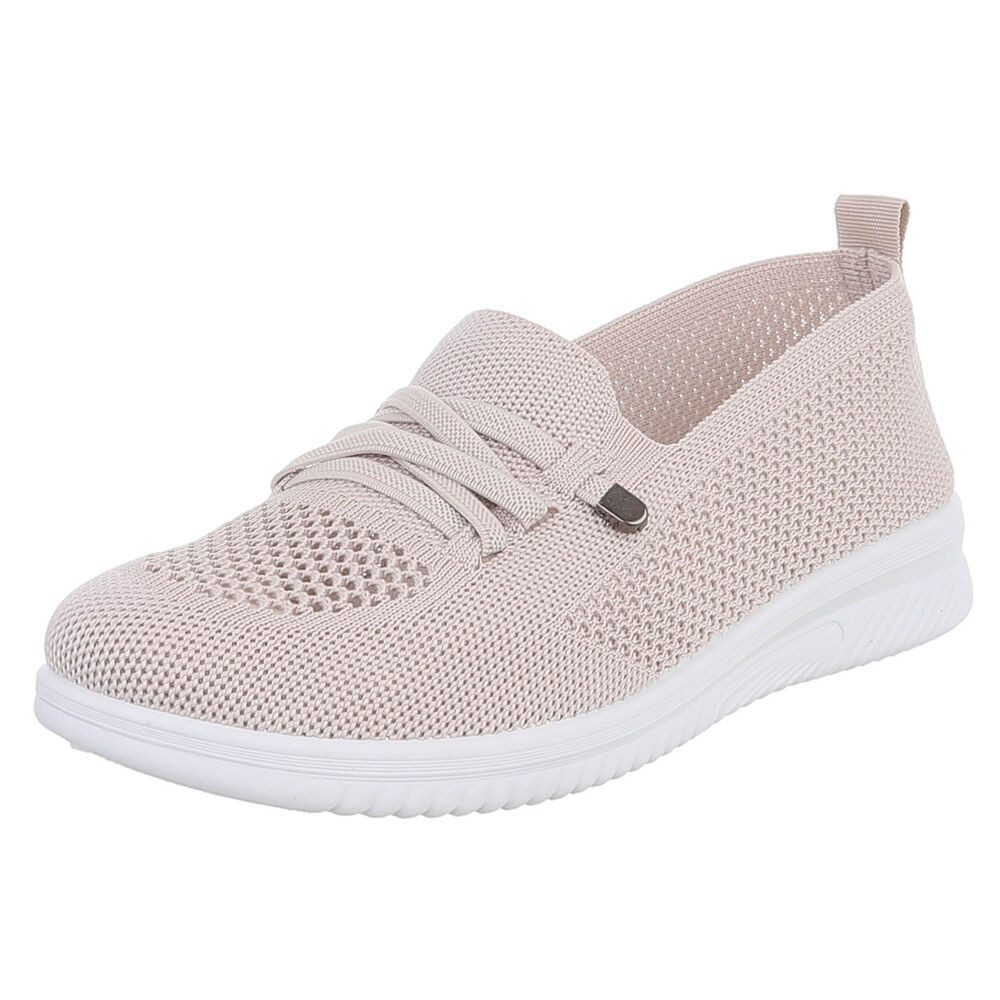 Ital-Design Bequeme Damenschuhe mit atmungsaktivem Mesh-Design Slipper (91554386) Keilabsatz/Wedge Slipper in Beige