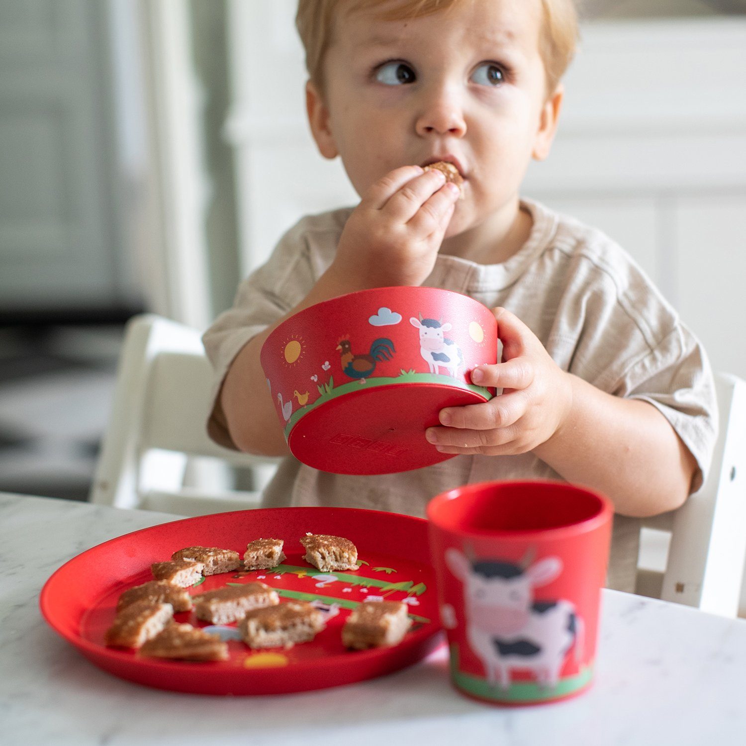 (Set, CO² Kinderschale recycelbar,100% 100% neutral made KOZIOL 4-tlg), produziert, BOWL ml CONNECT in Kunststoff, Germany FARM, 400