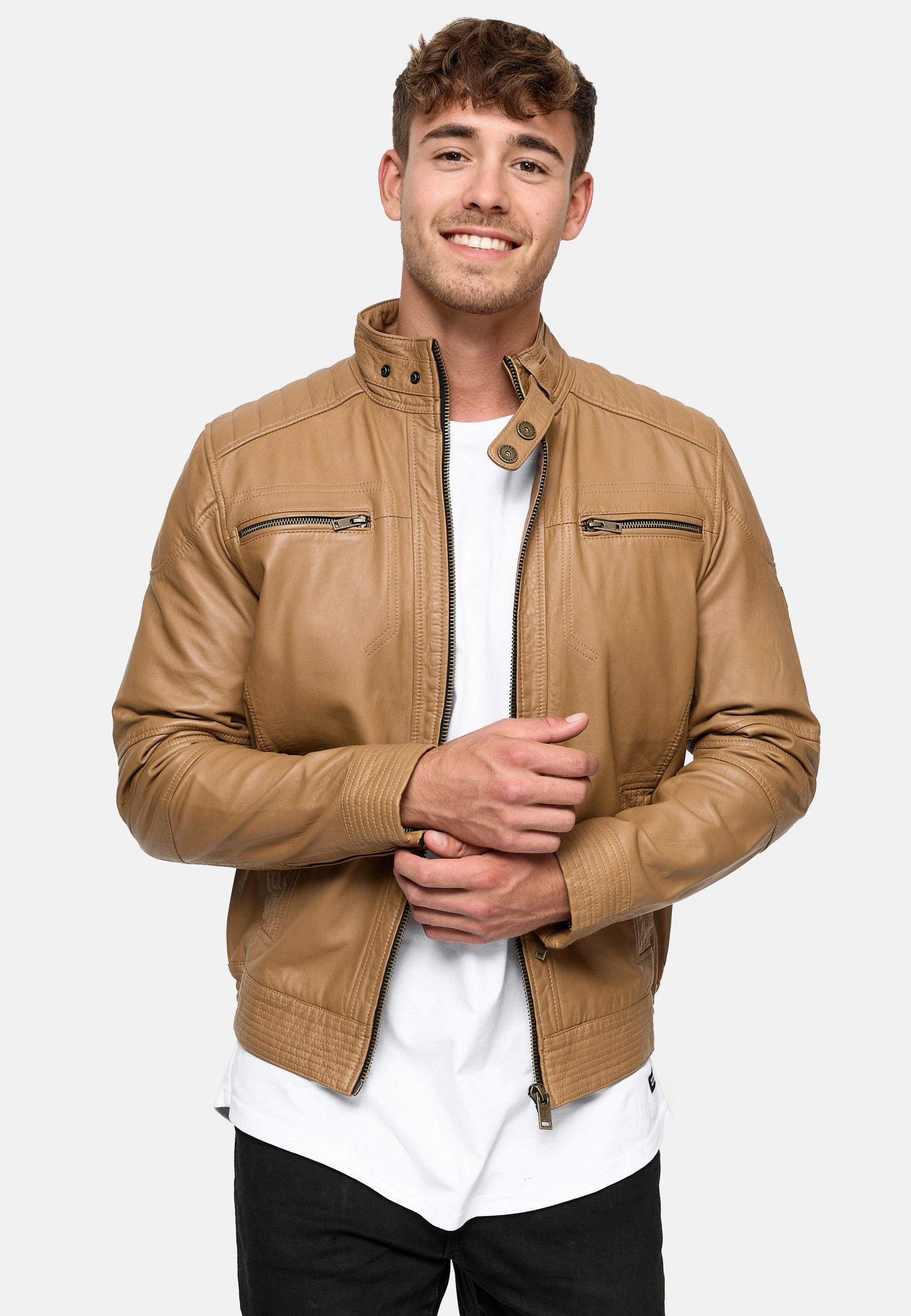 Indicode Lederjacke Herren Germo Übergangsjacke Herrenjacke aus echtem Lammleder