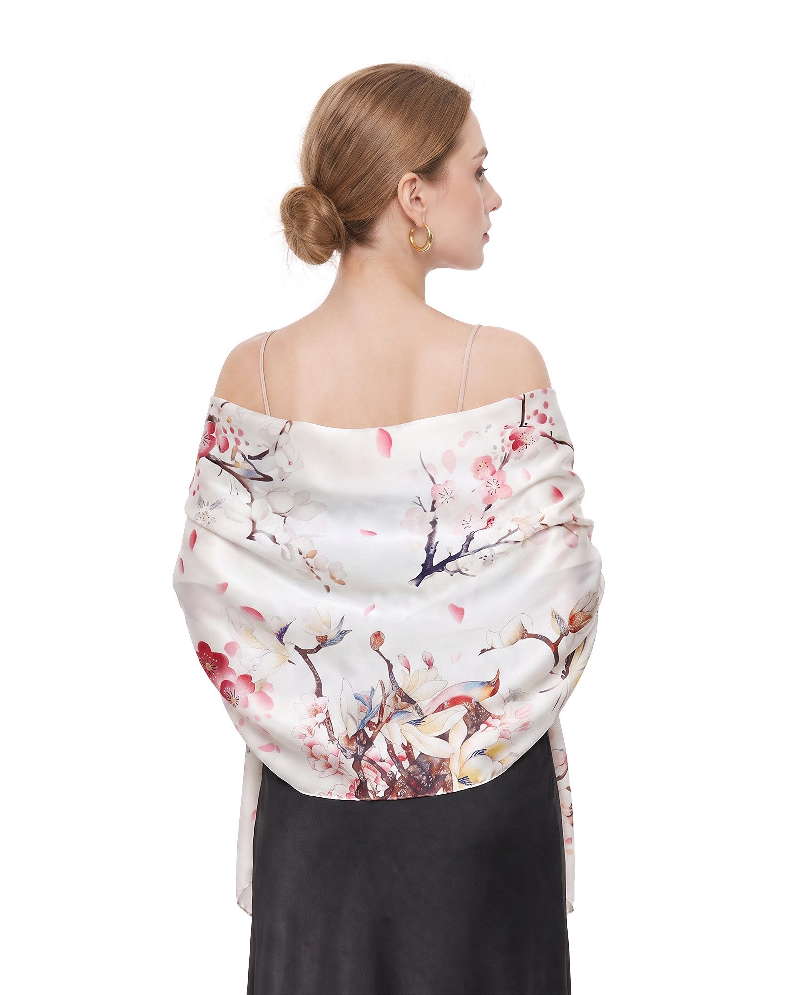 STORY OF SHANGHAI Seidenschal Damen 100% Seide, leichter weicher Satin, 55 × 175 cm, (1-St), leichter weicher Damenschal aus Satin