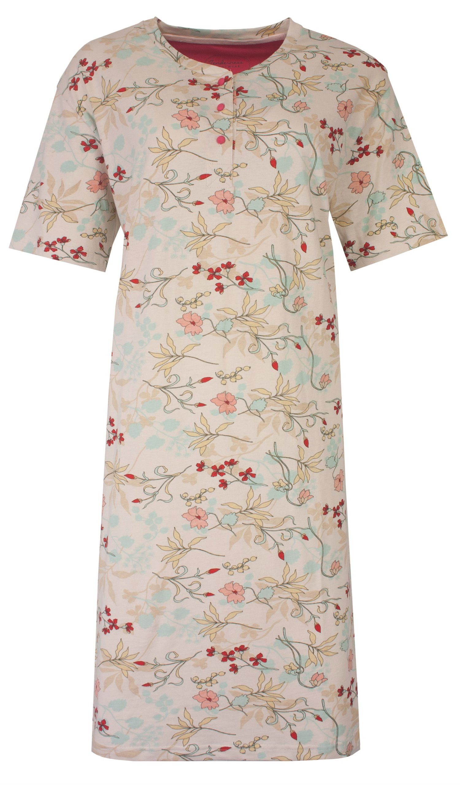 Tenderness Nachthemd Damen Schlafshirt mit kurzem Arm (1-tlg) Baumwolle