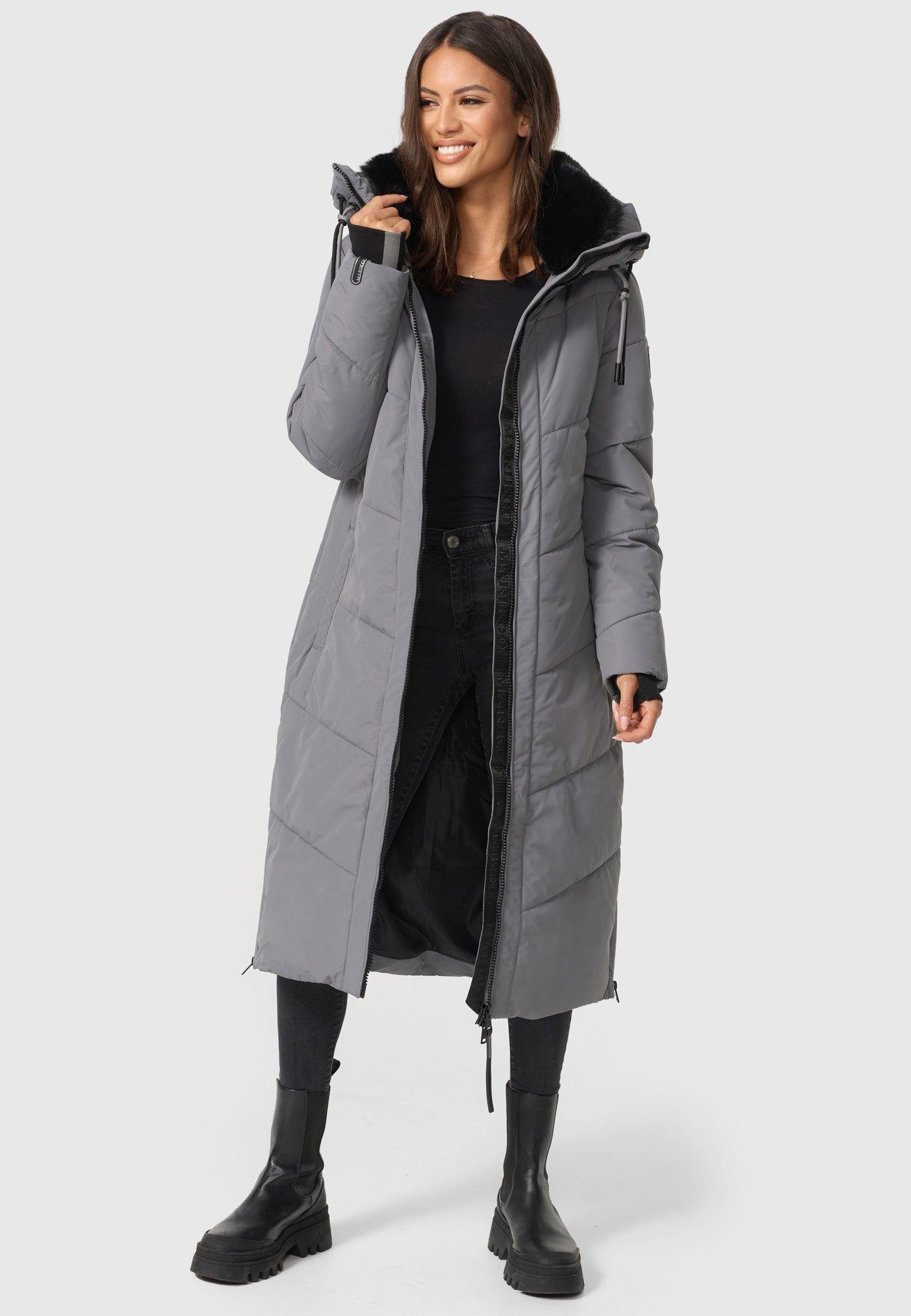Marikoo Winterjacke Nadaree XVI Stepp Mantel mit großer Kapuze