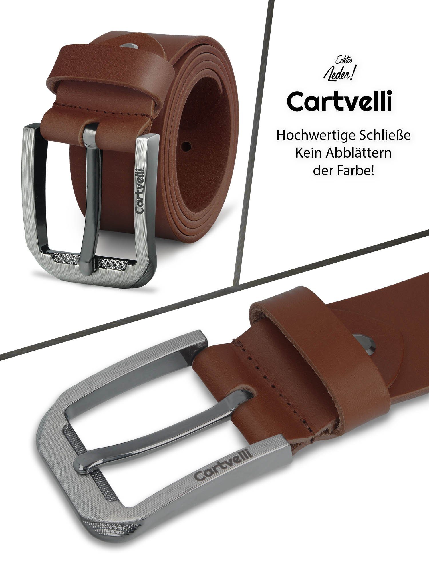 Cartvelli Ledergürtel Premium Ledergürtel 40mm Herren Made in Germany inkl. Geschenkbox Vollleder, robust, reißfest, langlebig, nickelfrei