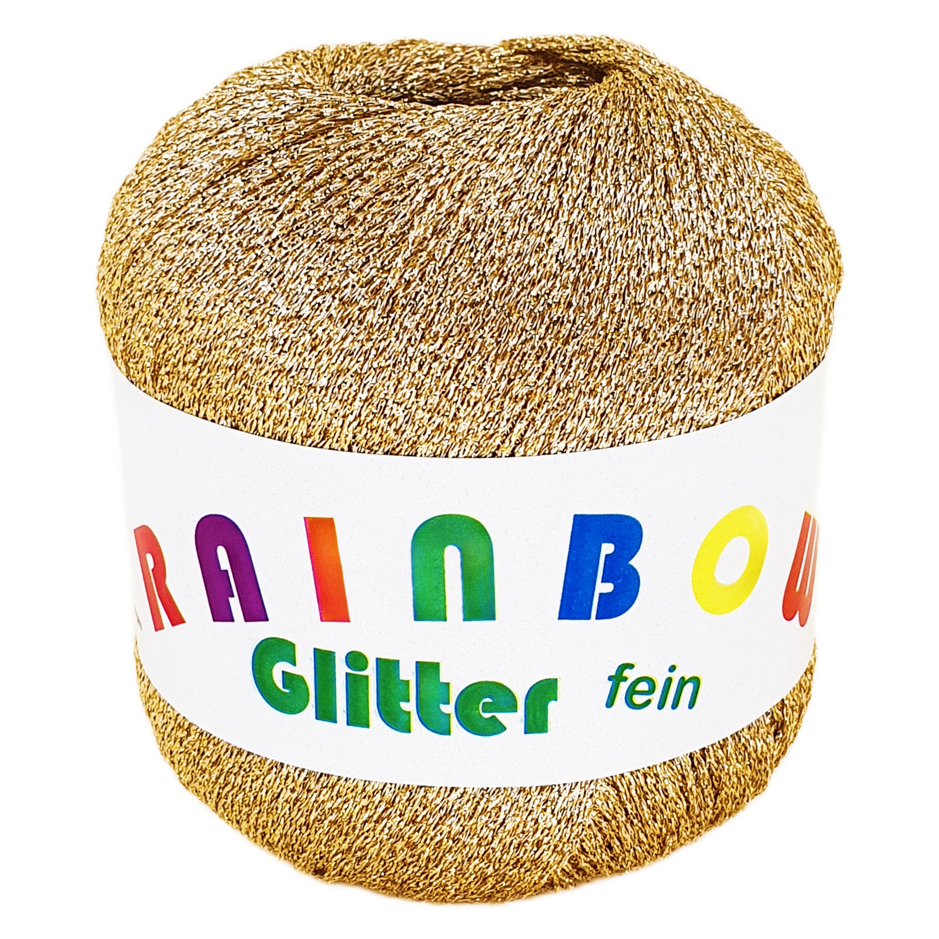 NOGA EFFEKTGARN GmbH Rainbow Glitter fein - feines Glitzer-Bändchengarn auf 25 Gramm Knäuel Effektgarn