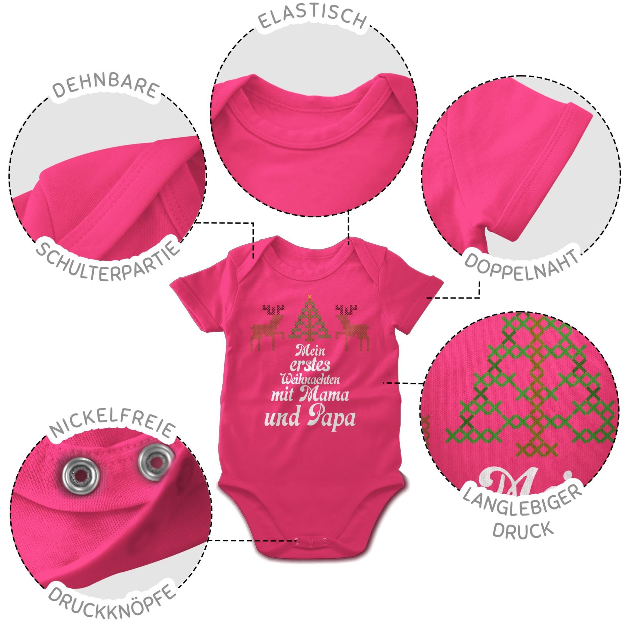 2 - Baby Weihnachten Fuchsia Kleidung erstes Shirtbody Weihnachten Mein Shirtracer sweater Rentiere - Ugly