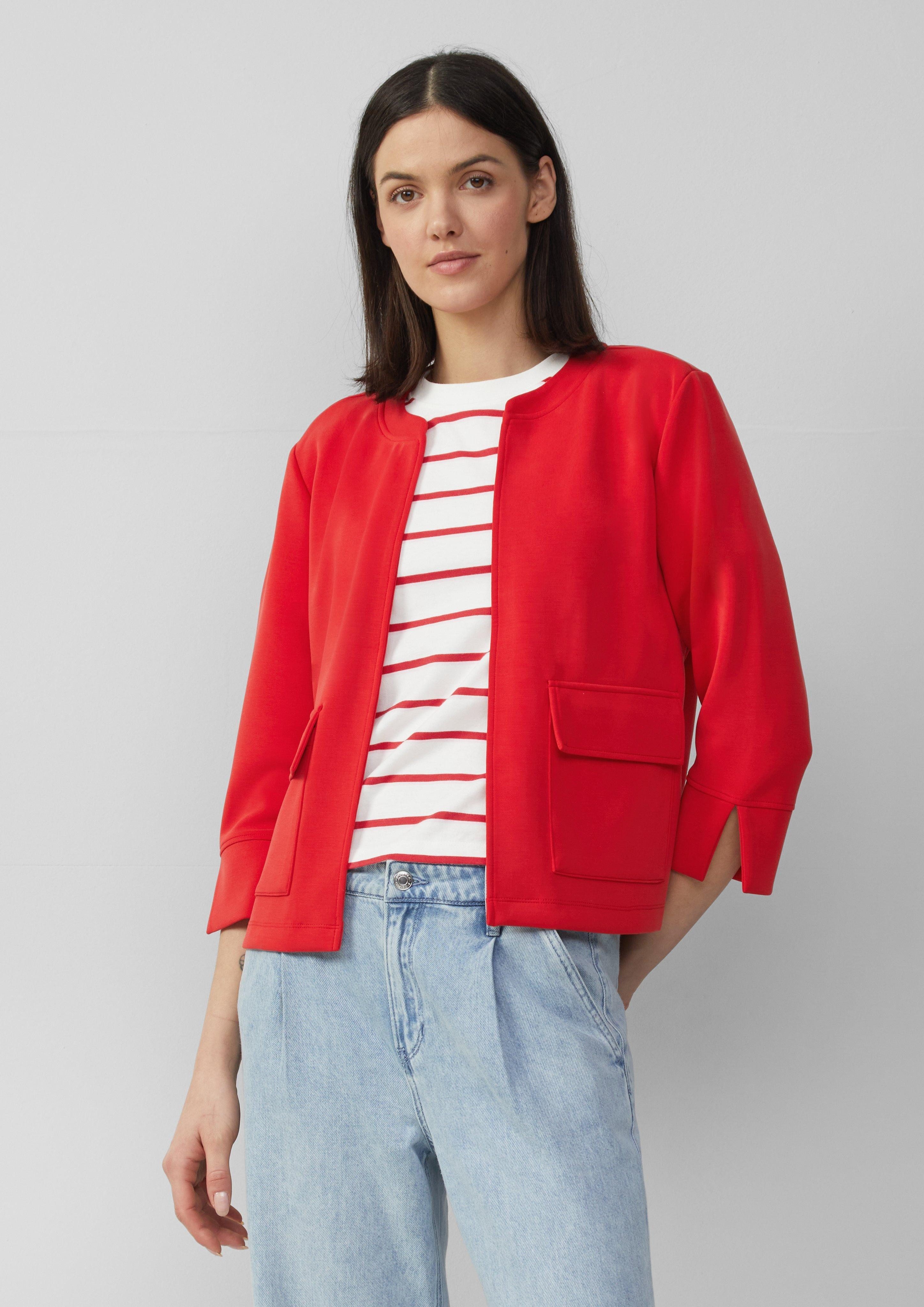 Sweatjacke Scuba-Jacke im Relaxed Fit mit 3/4-Ärmeln