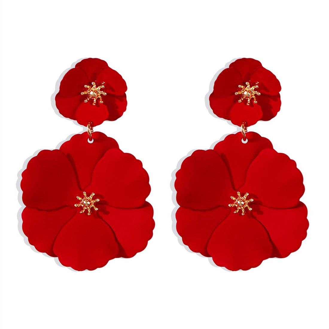 YOOdy~ Paar Ohrhänger Ohrringe damen Blume Rot Blume Ohrstecker Mode schmuck (1-tlg) ohrhänger