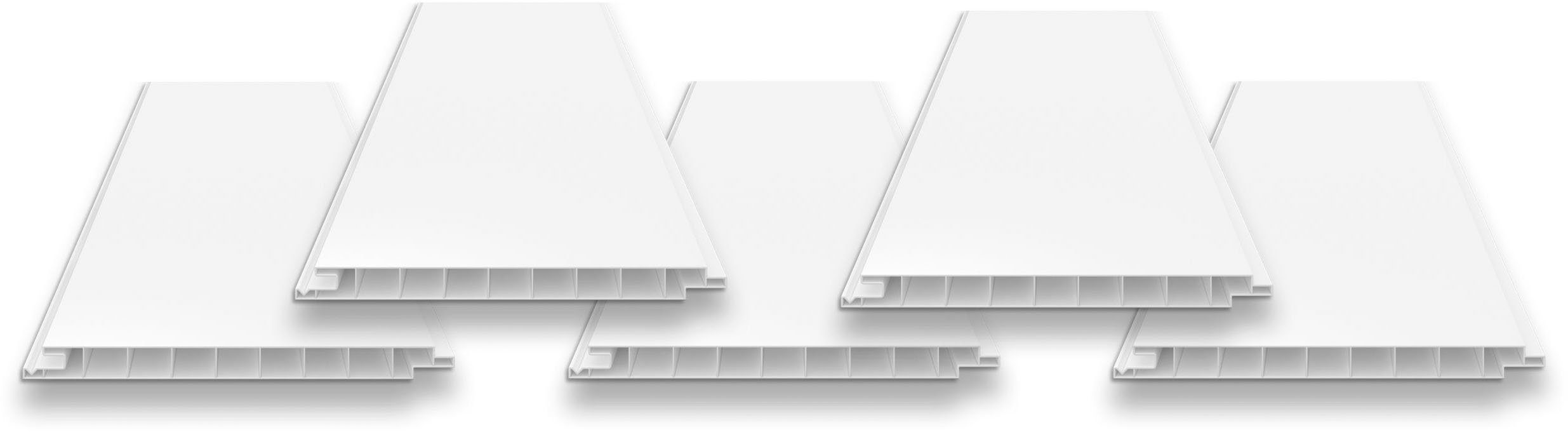 Tetzner & Jentzsch Verkleidungspaneel VP 200 weiß, PVC-Hohlkammerprofil, BxL: 20x600 cm, (Spar-Set, 5-tlg., 6 m) beidseitig glatt, ohne V-Fuge, ideal für homogene Flächen