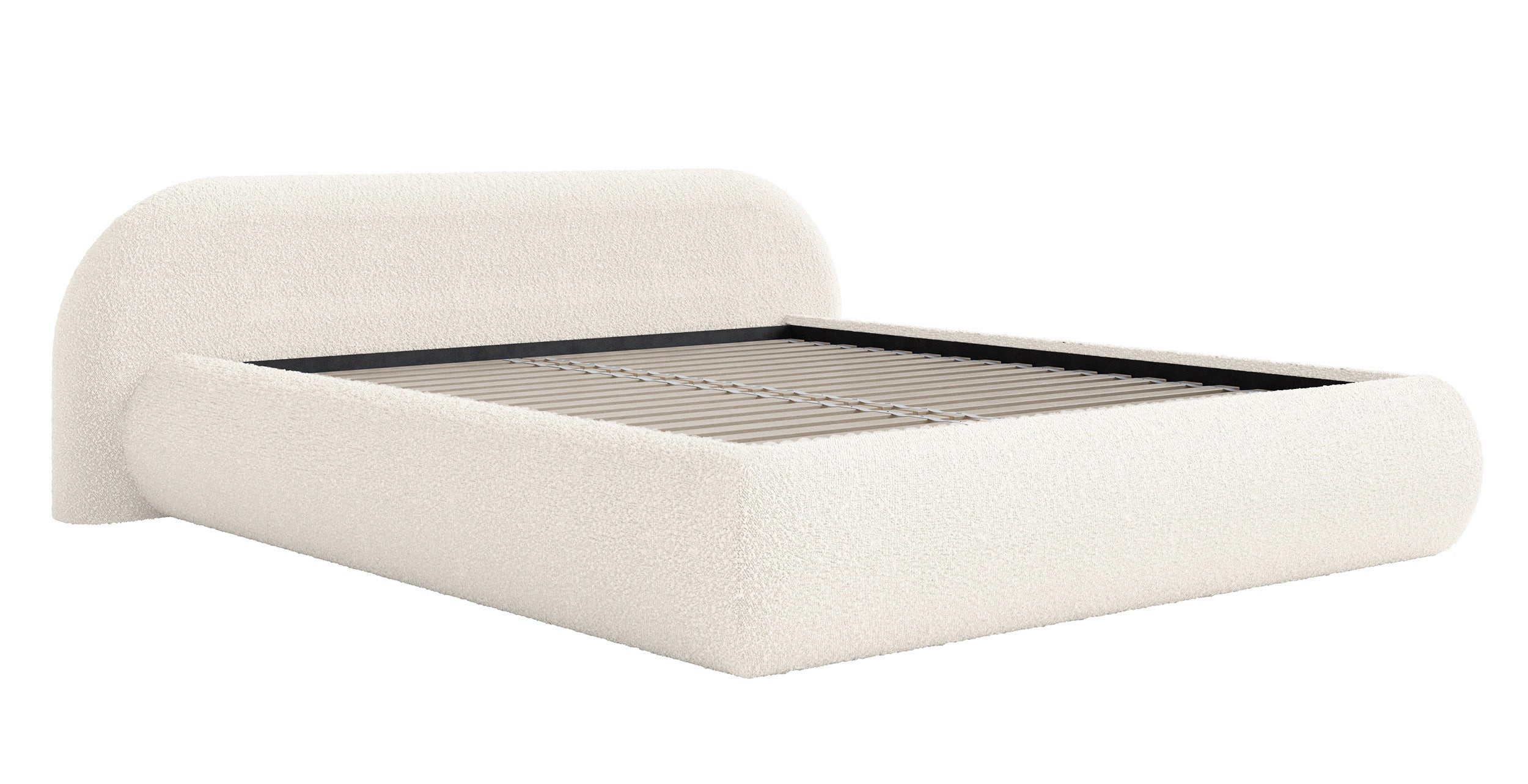 Selsey Polsterbett SHELS LOW, mit Rolllattenrost, Kopfteil und Bouclé, 140, 160, 180 cm