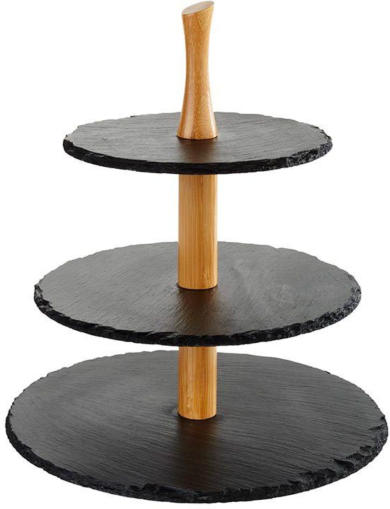 APS Etagere 3-stufige Etagere, Massivholz, mit Holzständer, 3-stöckig