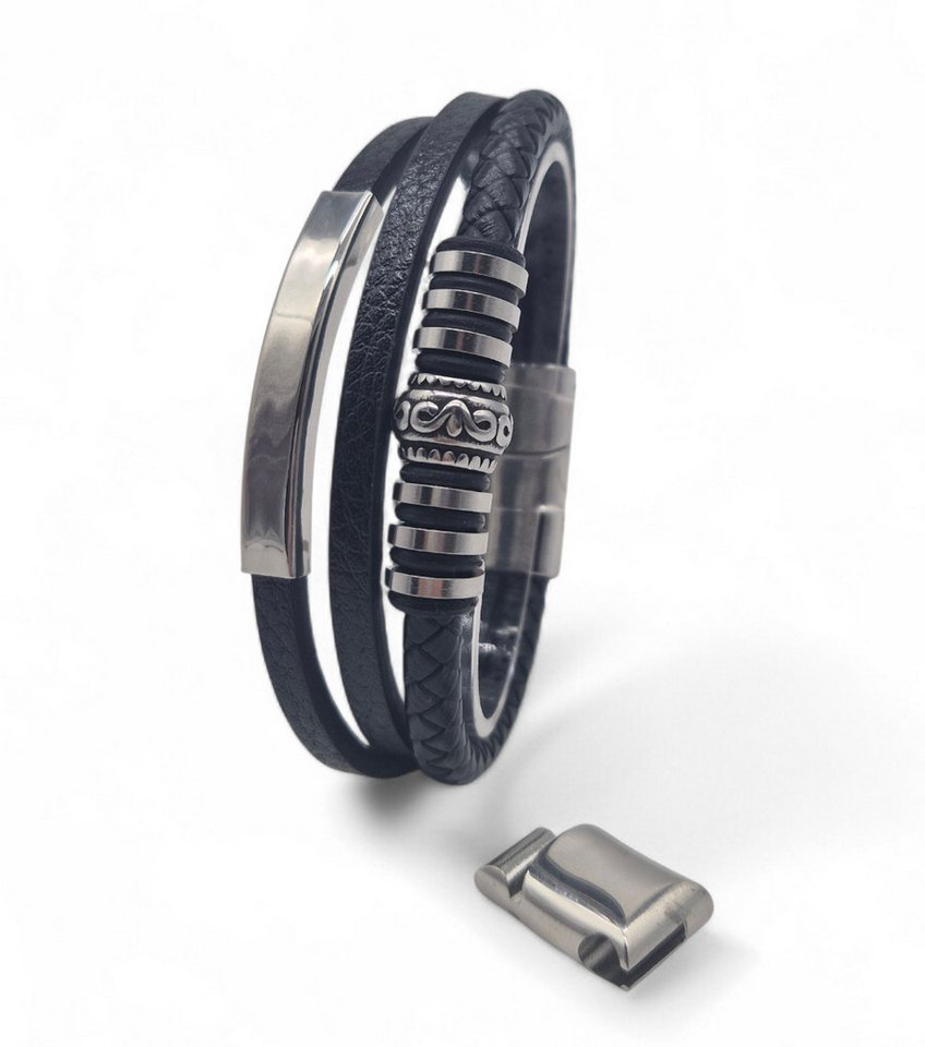NAHLE Lederarmband Leder elegantes Armband Echtleder – geflochten mit Magnetverschluss (1-tlg), Echtleder, geflochten, Magnetverschluss, +1,5 cm Erweiterung