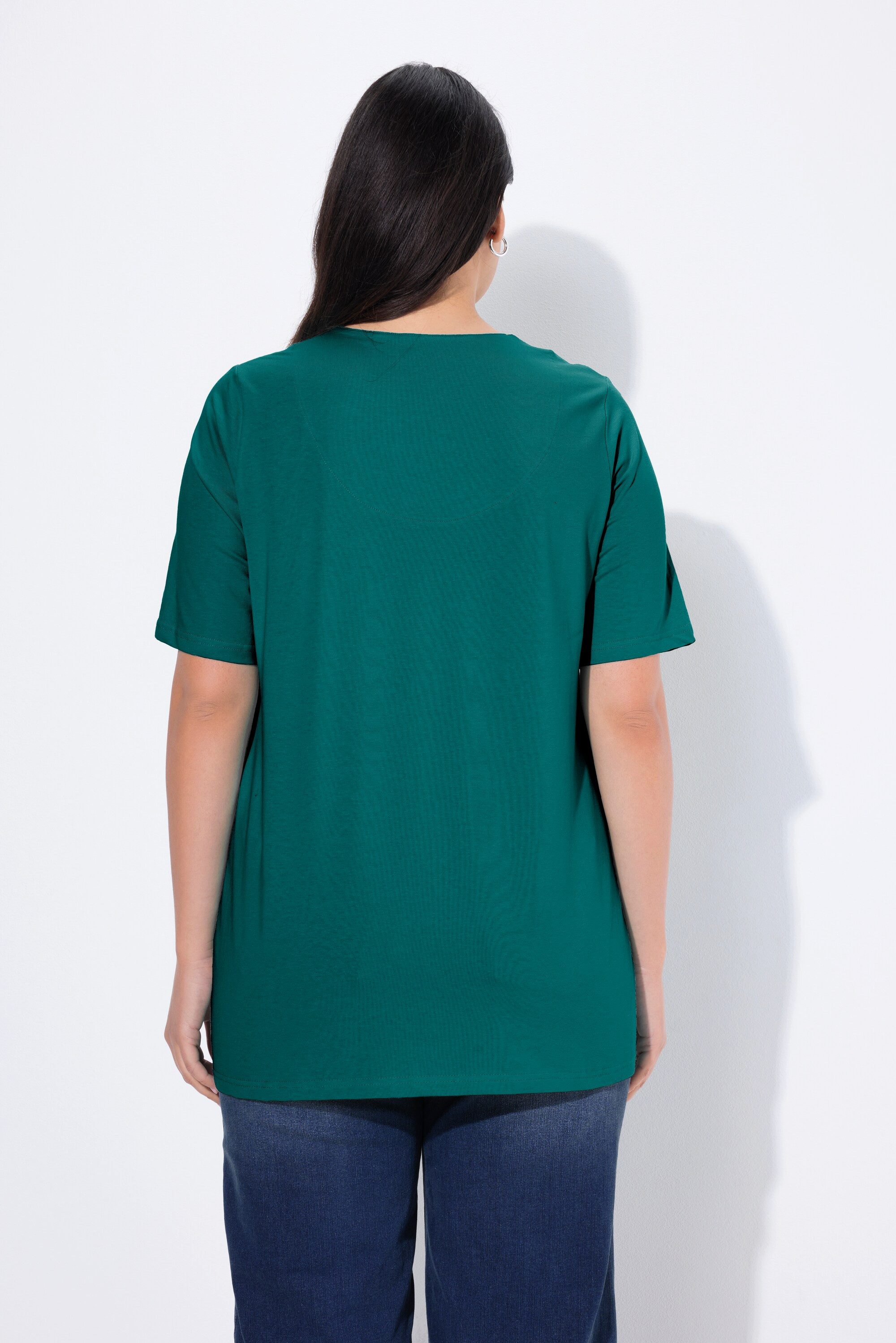 Ulla Popken T-Shirt T-Shirt A-Linie Tunika-Ausschnitt Halbarm