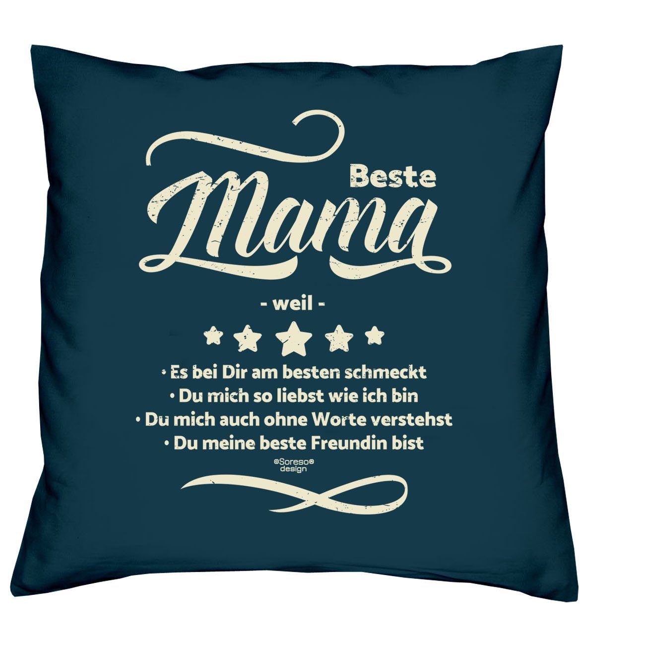 Bester weil mit navy-blau Muttertag Urkunden, Beste Mama Geschenk Vatertag Soreso® weil Papa Dekokissen Kissen-Set