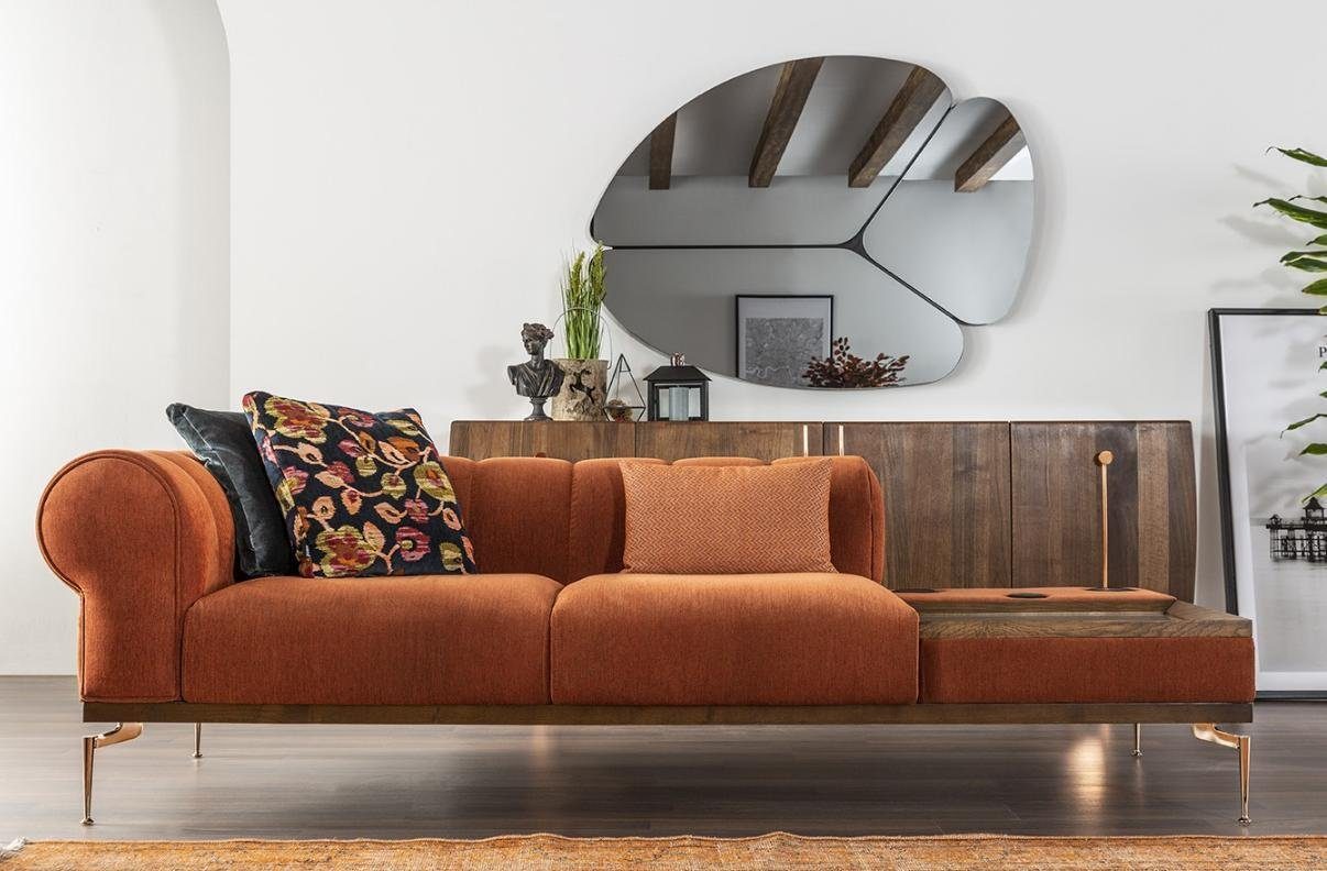 JVmoebel 3-Sitzer Zweisitzer Sofa 3 Sitzer Stoffsofa Sofas Modern Stoff Orange 234cm, Made in Europa | Einzelsofas