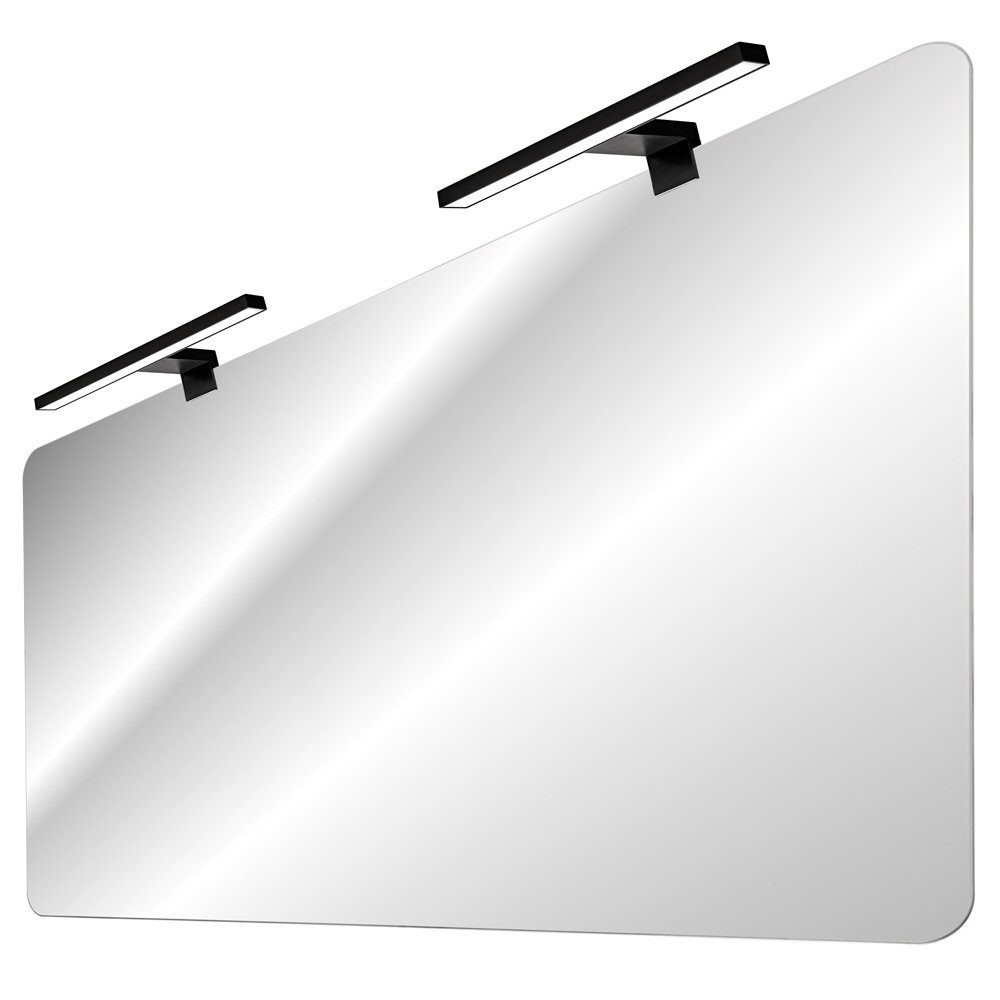 Lomadox Badspiegel ADELAIDE-56-WHITE, mit LED-Aufsatzleuchte ca. 120x70cm (schwarz)