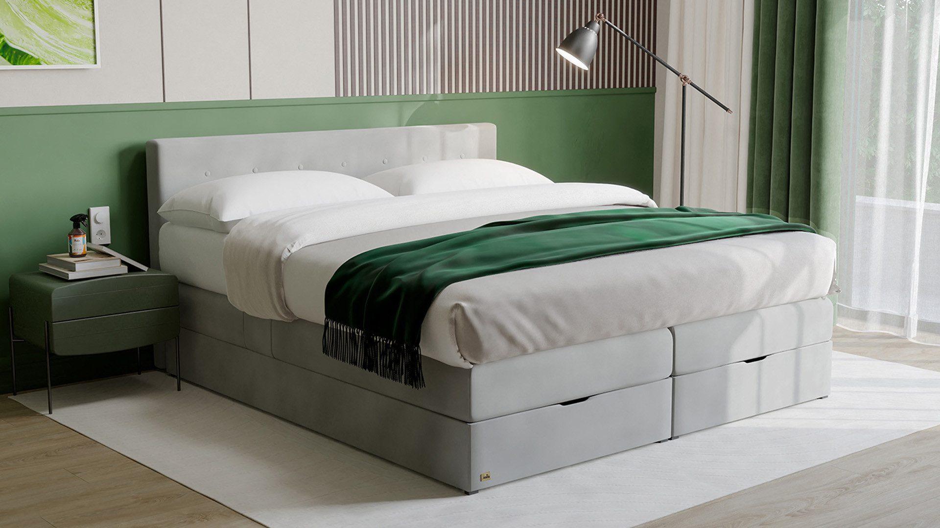PAARA Boxspringbett 40GK mit Bettkasten Kopfteil günstig online kaufen