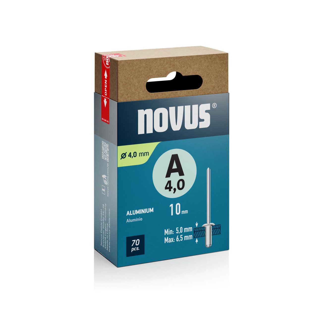 NOVUS Blindnietzange Novus Blindnieten Typ A 4 x 10 mm Aluminium 70