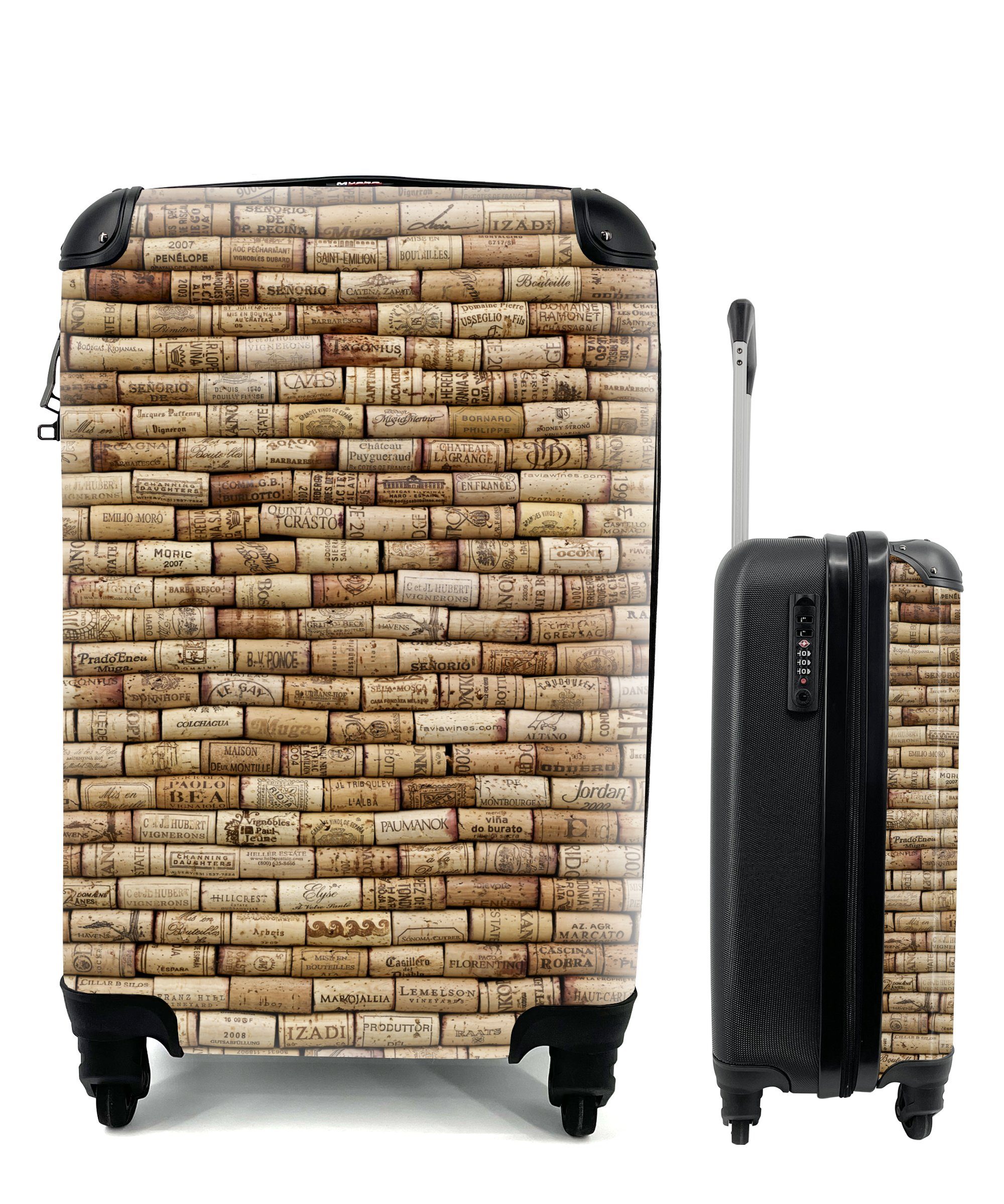 MuchoWow Handgepäckkoffer Korken in einer Handgepäck Reisekoffer Reisetasche für rollen, Ferien, Reihe, 4 mit Trolley, Rollen
