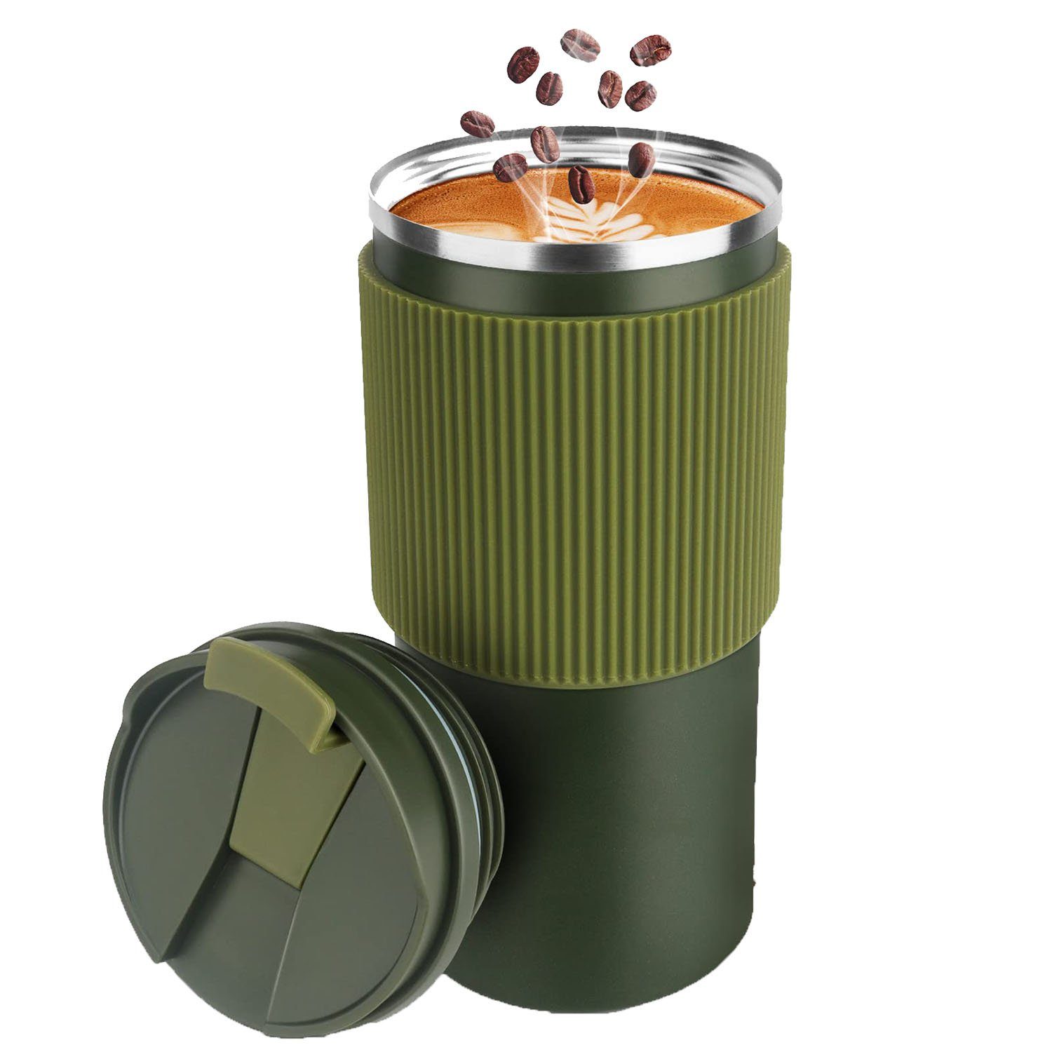 GelldG Becher Thermobecher-Isolierbecher, Kaffeebecher auslaufsicher Grün