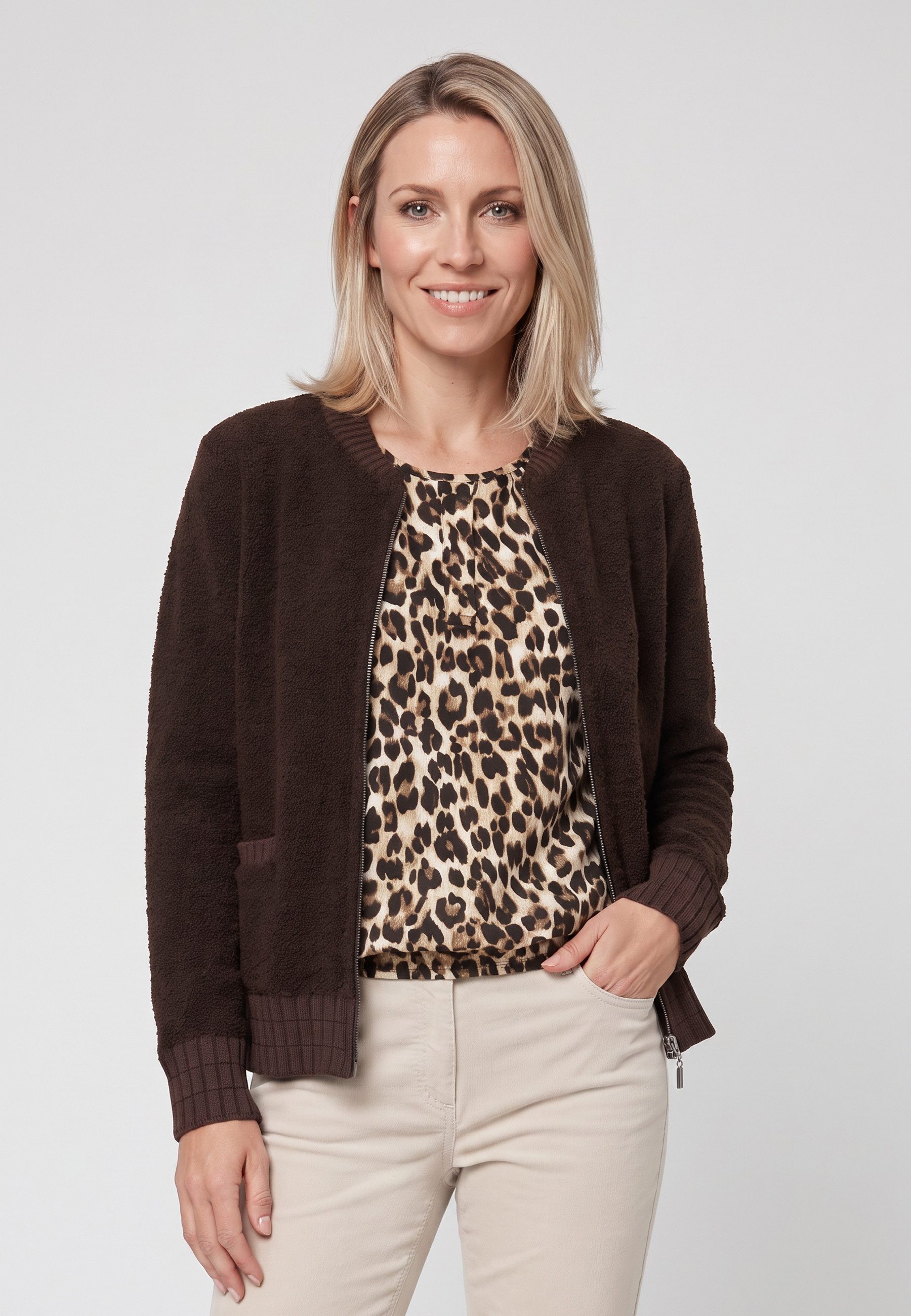 Olsen Cardigan aus Bouclé-Garn