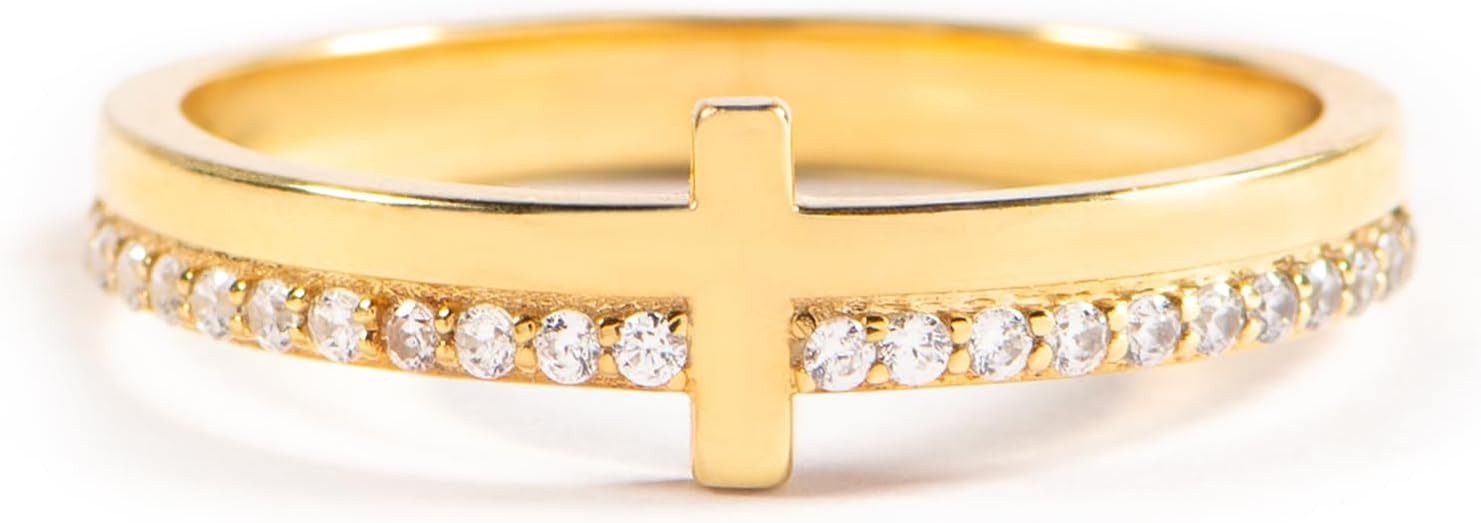 Jumpeak Diamantring Damen-Kreuzring,Diamant Ring,14K Gold,Konfirmation Geschenk Mädchen, Promise Ring,Statement Ring,Kommunion Geschenk,Schulabschluss Geschenk