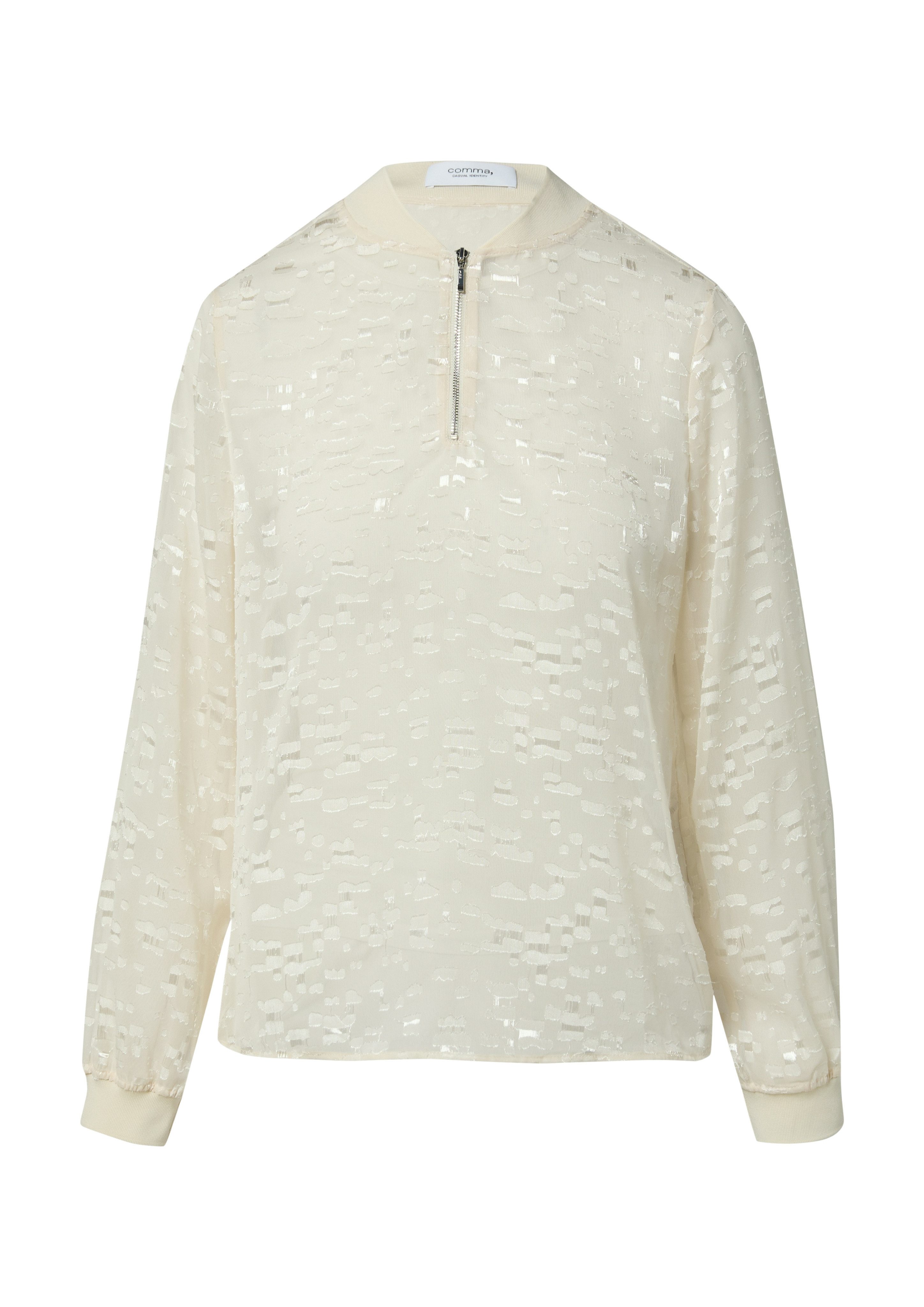 comma casual identity Langarmbluse Transparente Jacquard-Bluse mit Zip-Auss günstig online kaufen