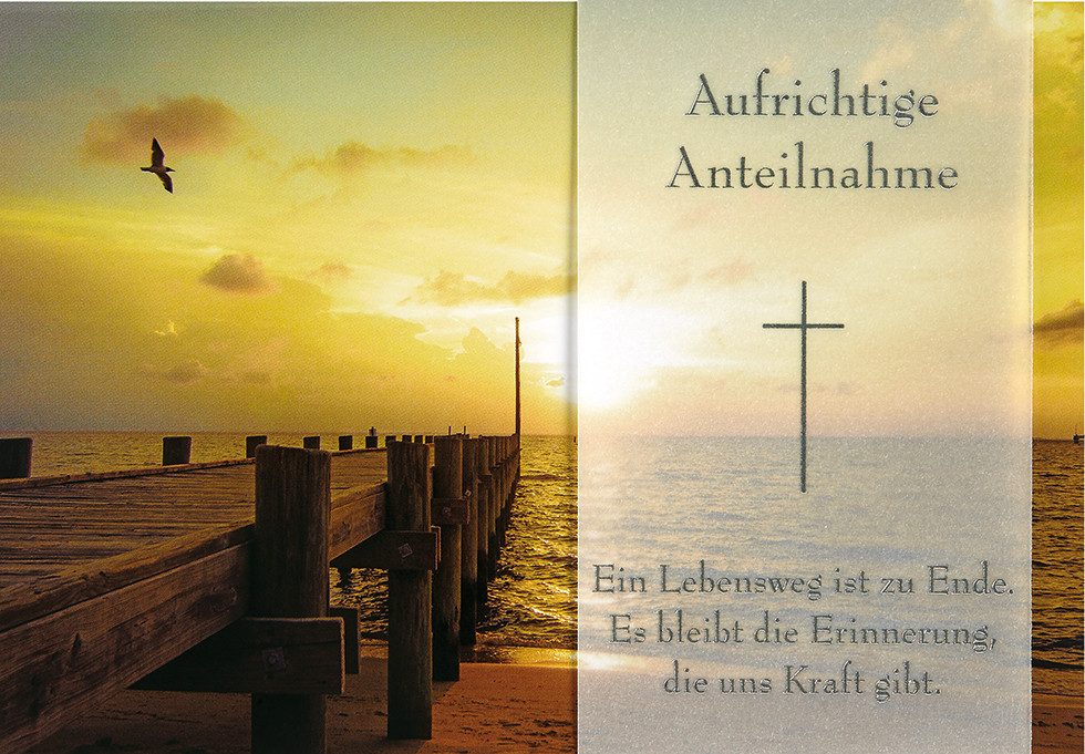 Perleberg Grußkarten Trauer – Beileid – Kondolenz - Beileidskarte im Format 11,5x17cm
