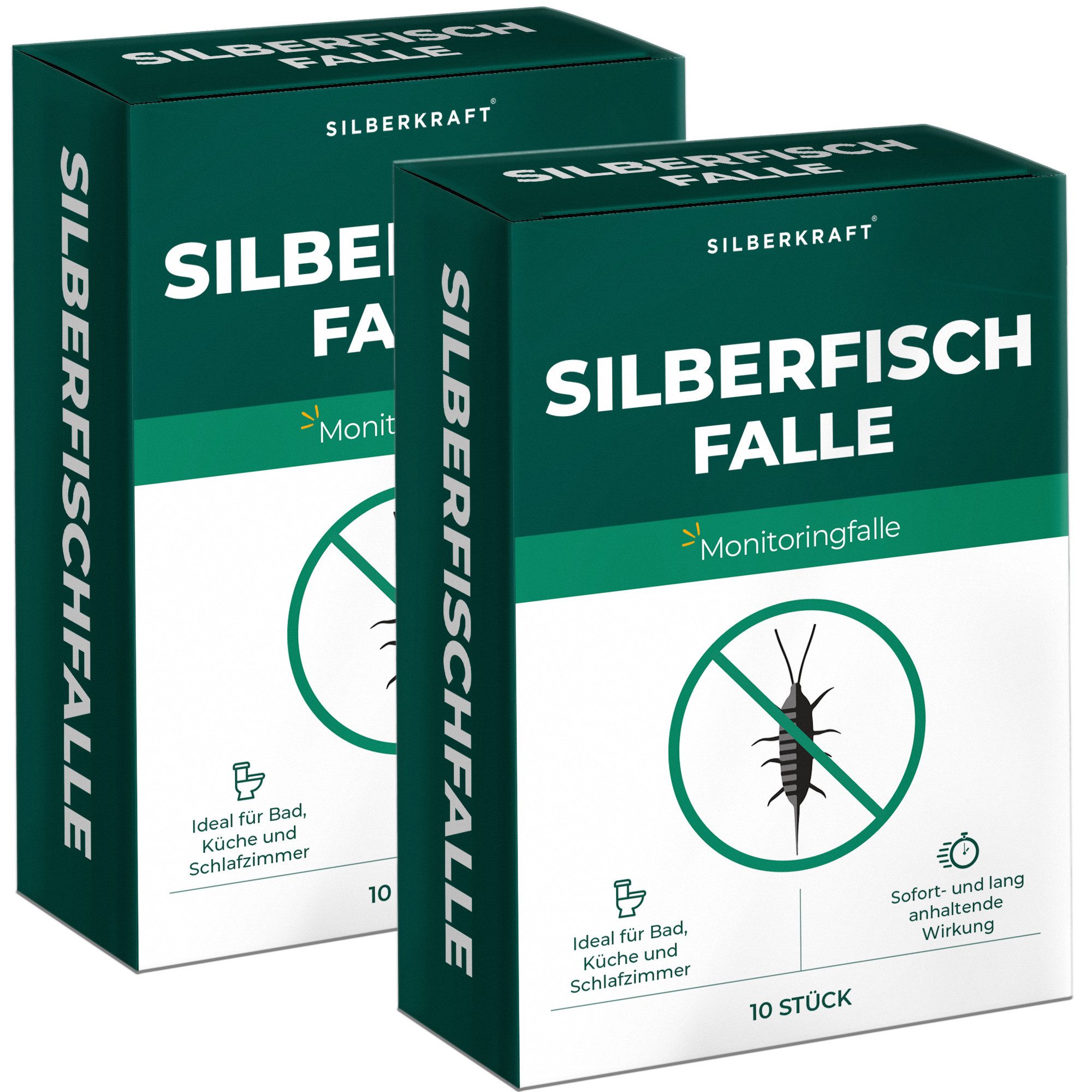 Silberkraft Insektenfalle Silberfischfalle – Effektive Lösung gegen Silberfische & Papierfische, Langzeitwirkung Ohne Giftstoff Effektive Prävention Einfache Anwendung