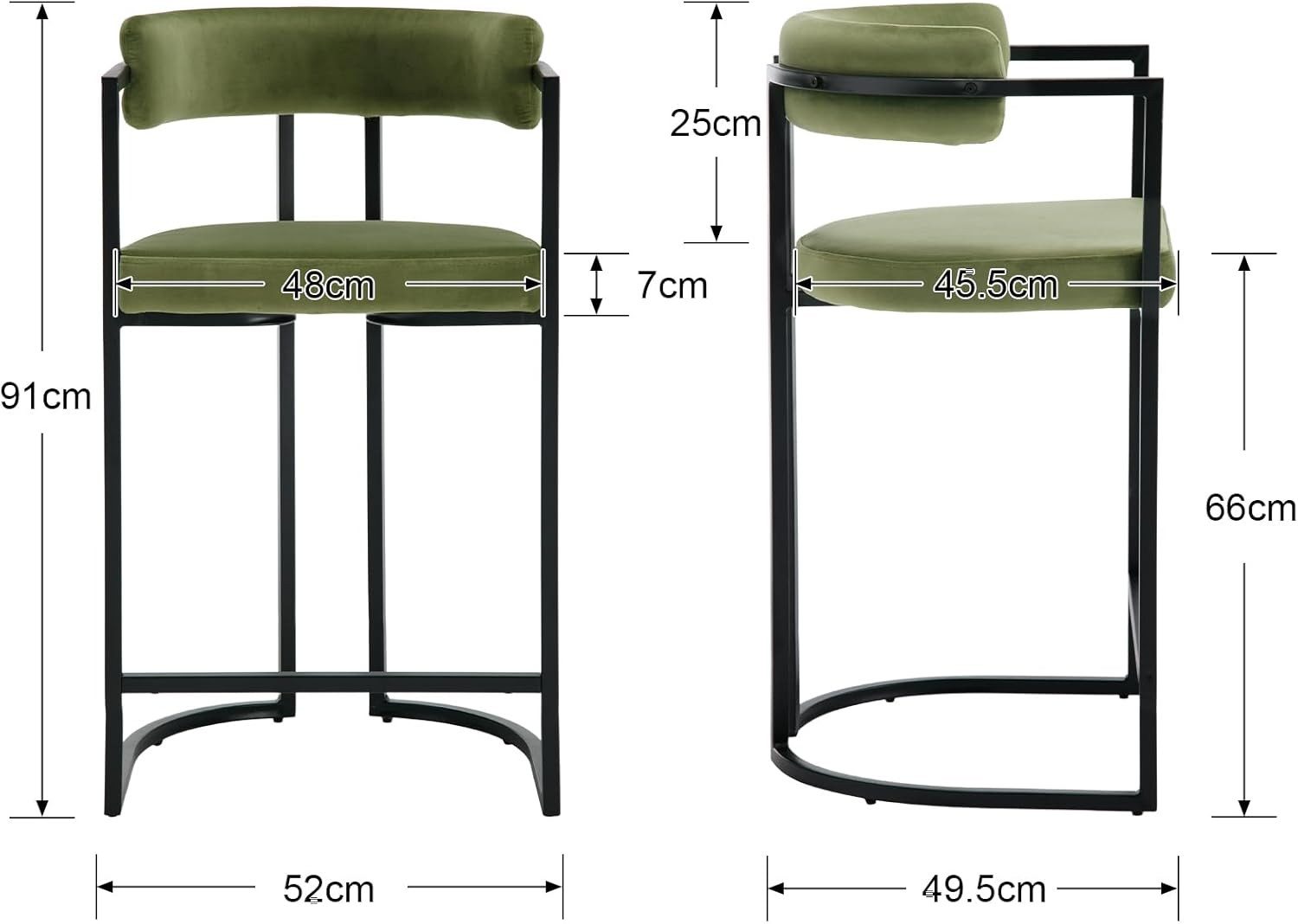 WAHSON OFFICE CHAIRS Barhocker 2er Set, Samt Küchenhocker Barstühle mit sch günstig online kaufen