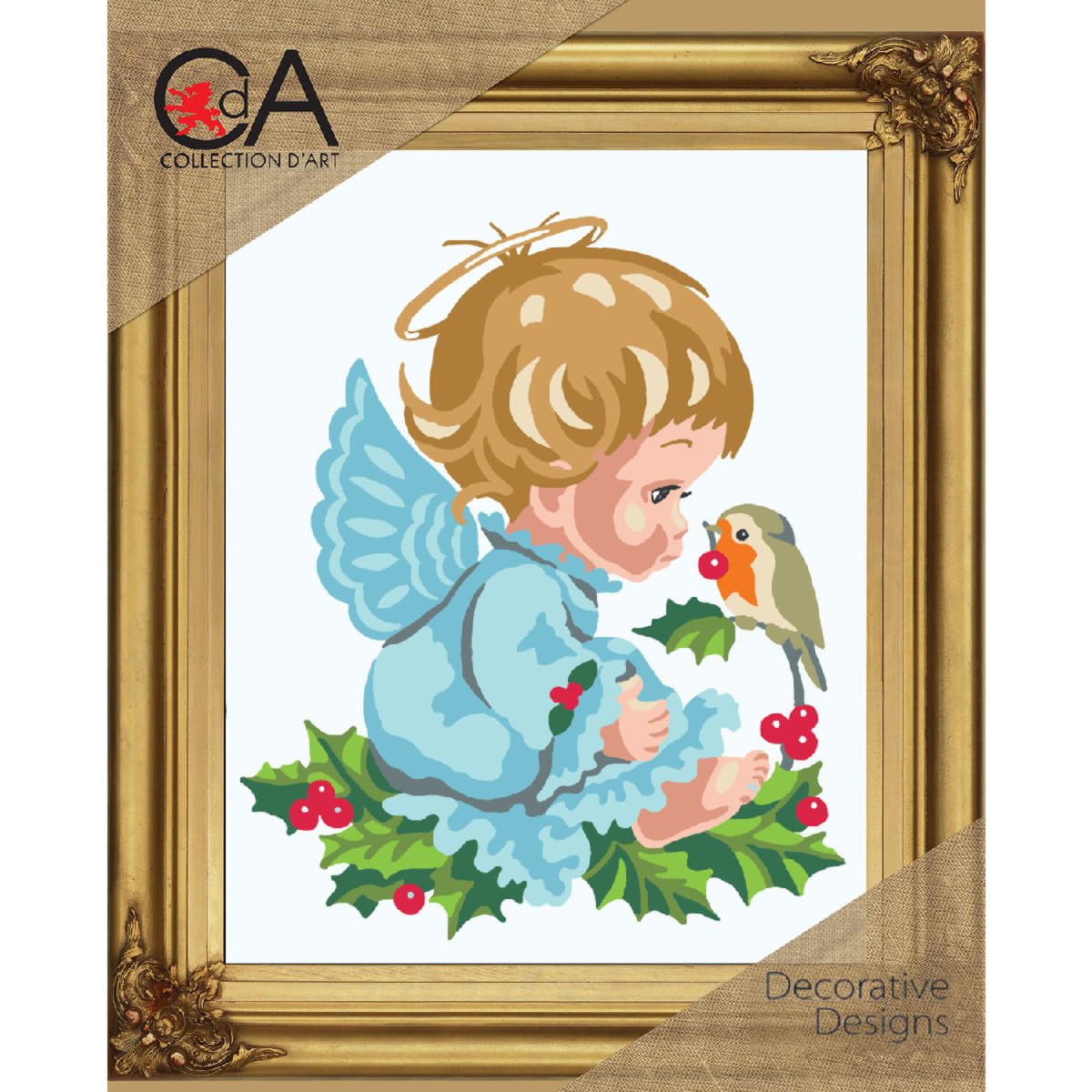 Collection D'art Kreativset CDA Halbkreuz Stickpackung "Little angel", bedruckt, 22x30cm..., (embroidery kit by Marussia)