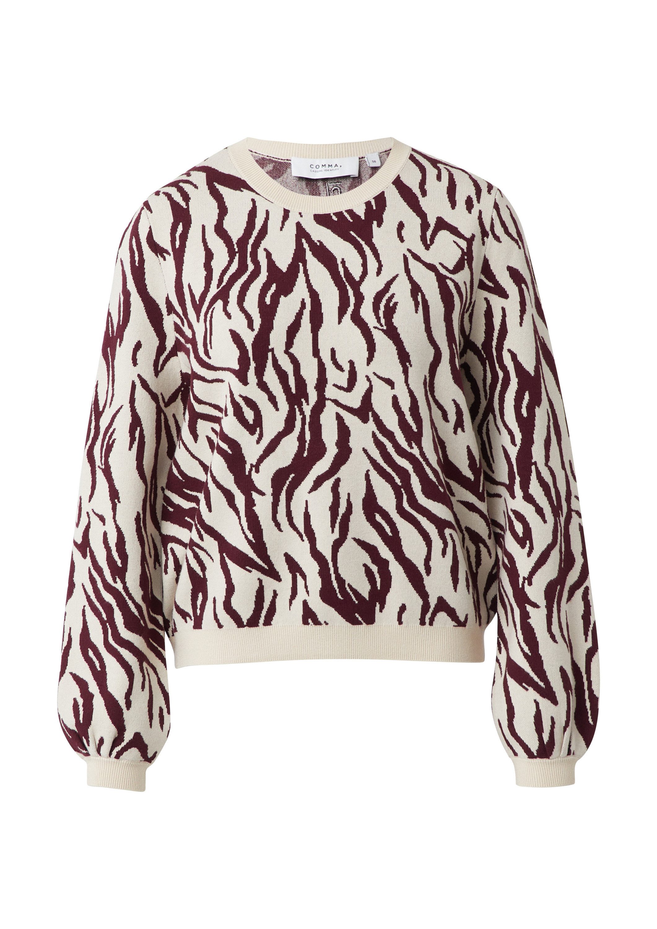 comma Longpullover Strickpullover Strickpullover im Relaxed Fit mit Animal- günstig online kaufen