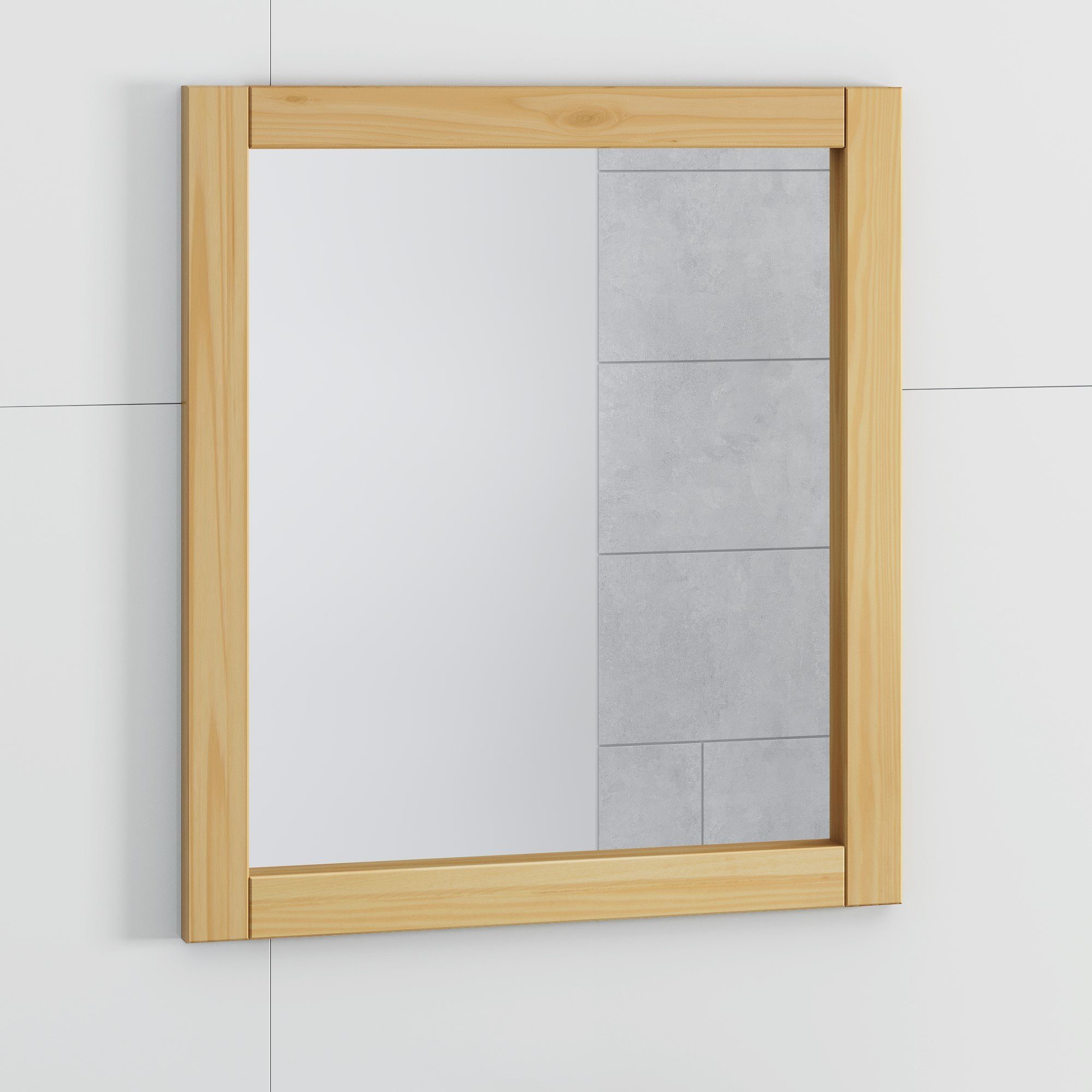 BxHxT massiv Woodroom Spiegel lackiert, 62x70x3 eichefarig cm Sevilla, Kiefer