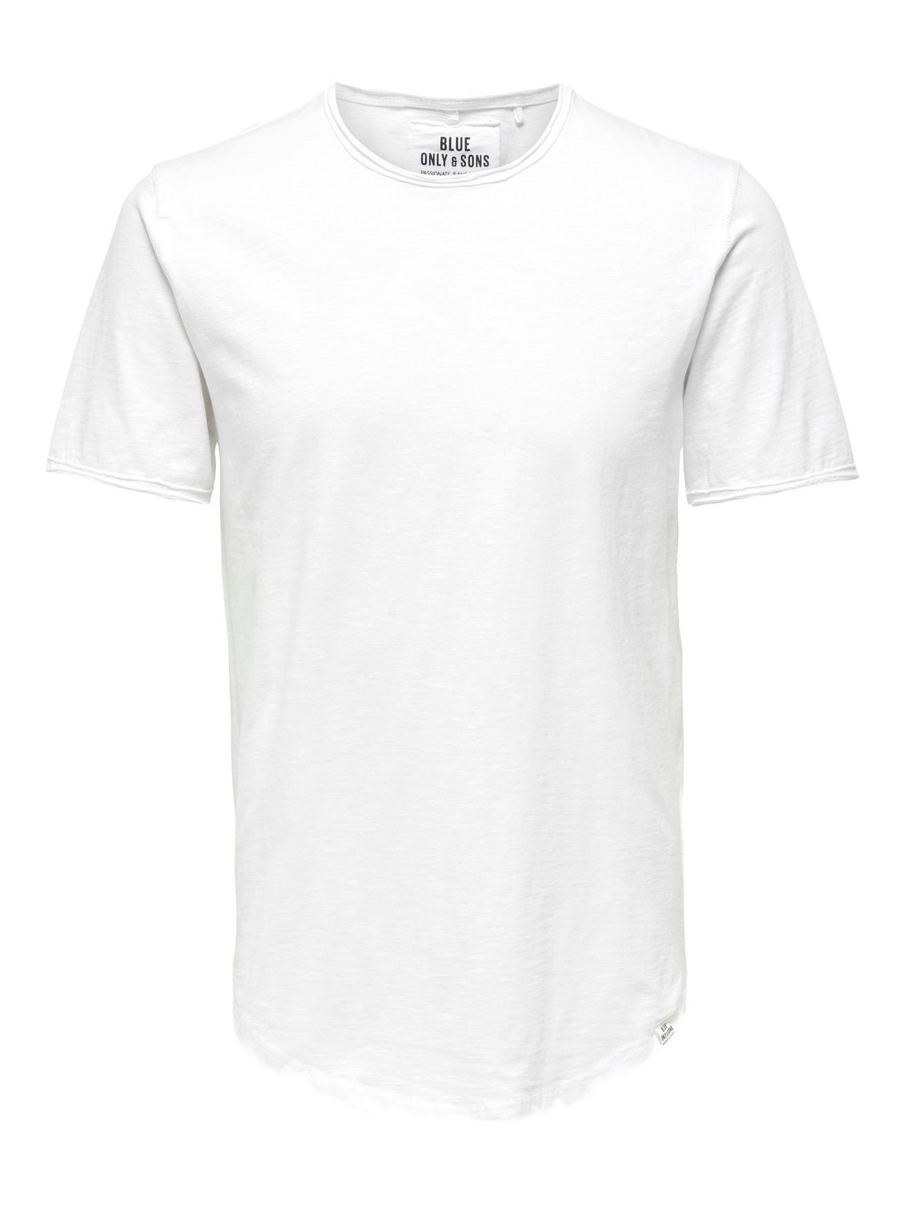 Kurzarm Langes Rundhals Shirt ONLY T-Shirt in Weiß-2 T-Shirt 4783 Basic ONSBENNE SONS Einfarbiges &