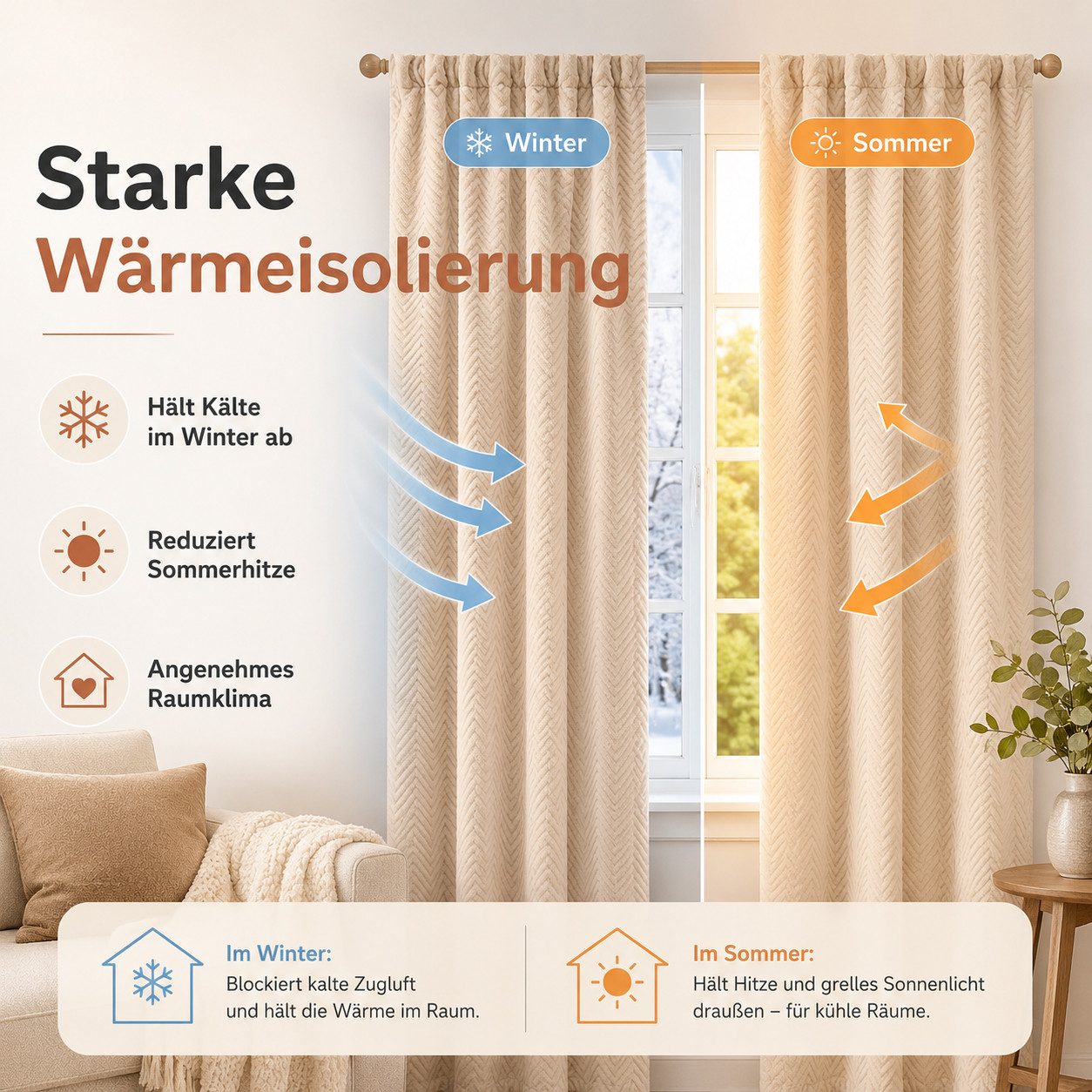 LMaxhome Verdunkelungsvorhang Verdunkelungsvorhang Thermovorhang, 3-lagig, 600 g/m²,100 % blickdicht (2 St), Schallreduzierend & wärmeisolierend für Wohn-, Schl – Bild 4 von 5