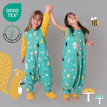 Schlummersack Kinderschlafsack, Bio Schlafsack mit Füßen und umklappbaren Bündchen, 1.0 Tog OEKO-TEX