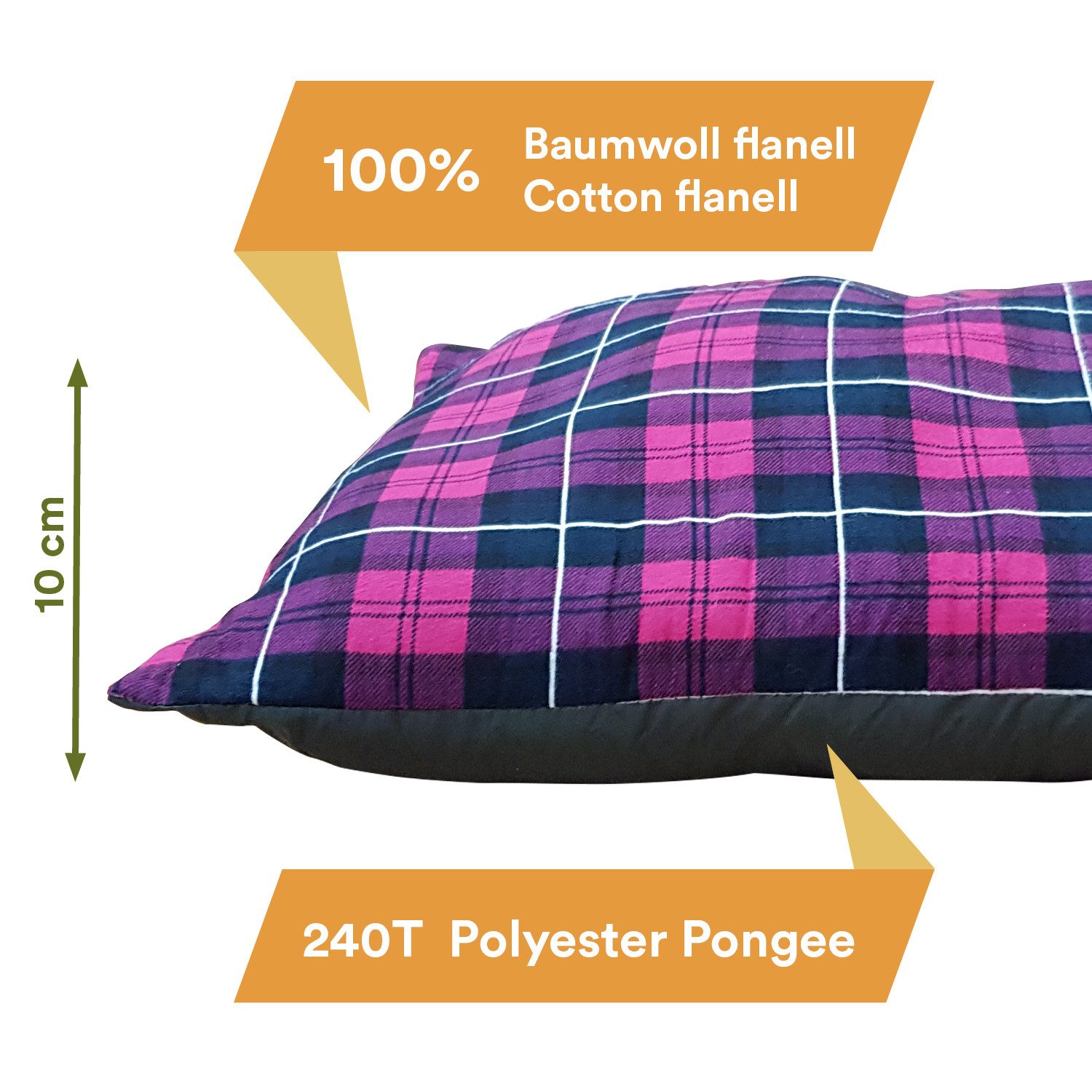 Skandika Reisekissen Dundee Sleepyhead Kopfkissen, Outdoor Camping Kissen, 45x40 cm, Waschbar, weicher Flanell Kissenbezug, mit Füllung, Kompressionspacksack