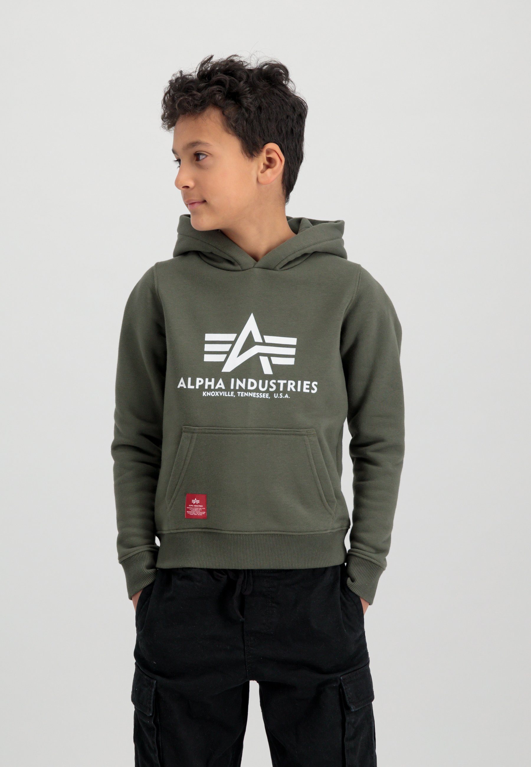 Alpha Industries Kapuzenshirt Alpha Kids/Teens Basic olive Hoody Kids dark Industries Hoodies 