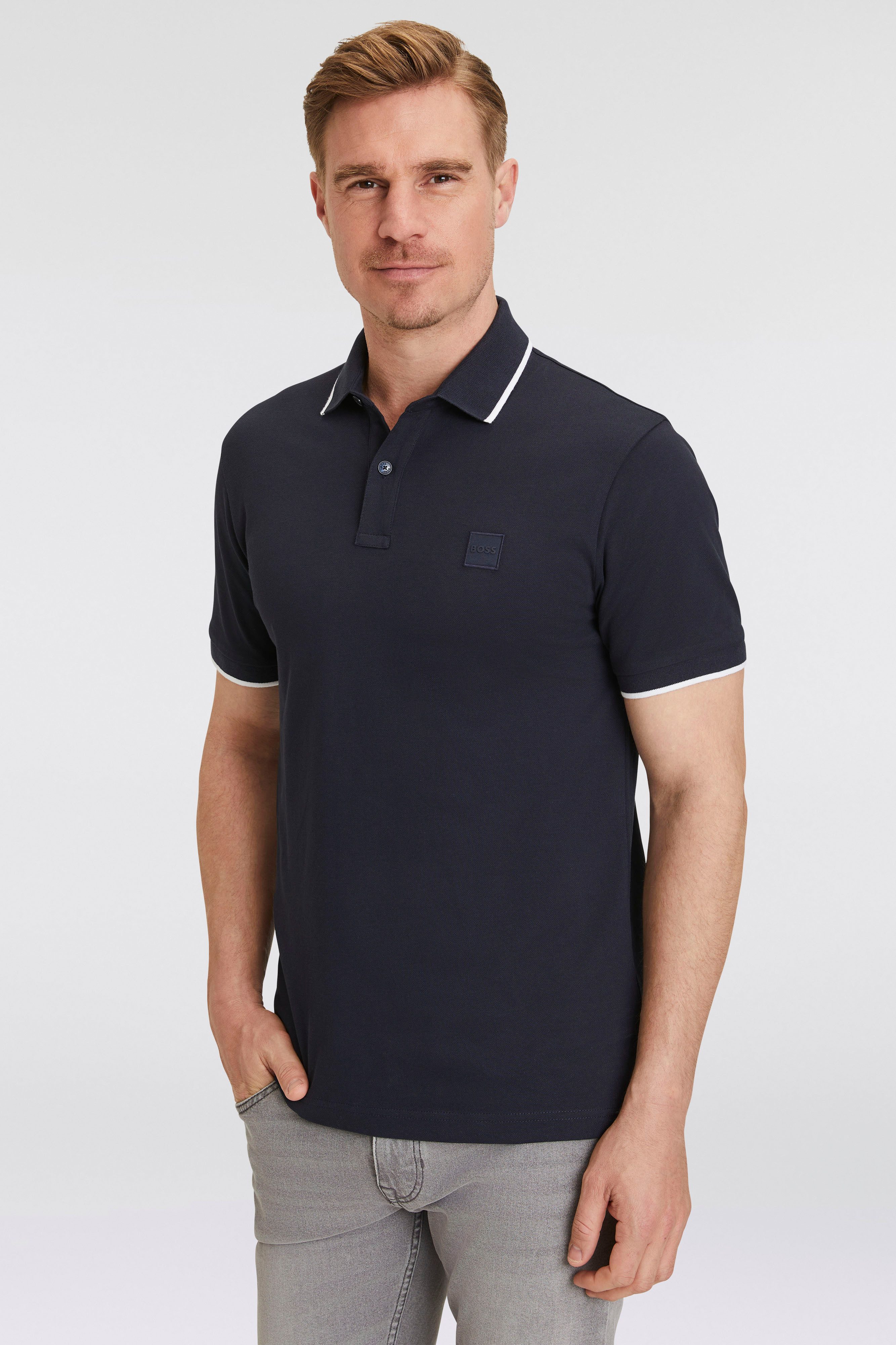 BOSS ORANGE Poloshirt Passertip Casual Look, BOSS Logo-Badge