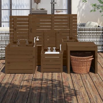 vidaXL Auflagenbox 4-tlg Gartenbox-Set Honigbraun Massivholz Kiefer