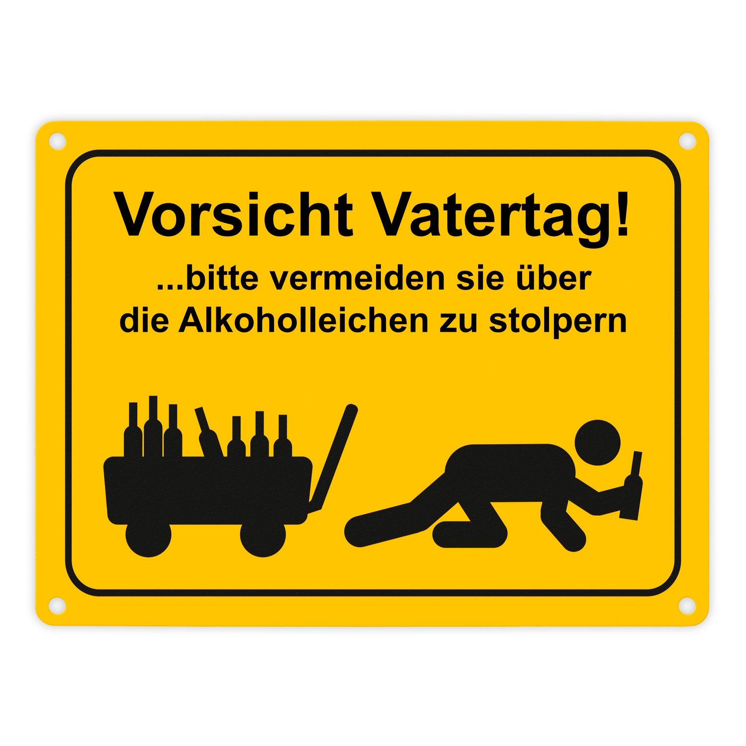 Metallschild Vorsicht Vatertag Metallschild mit lustigem Warnmännchen Schild