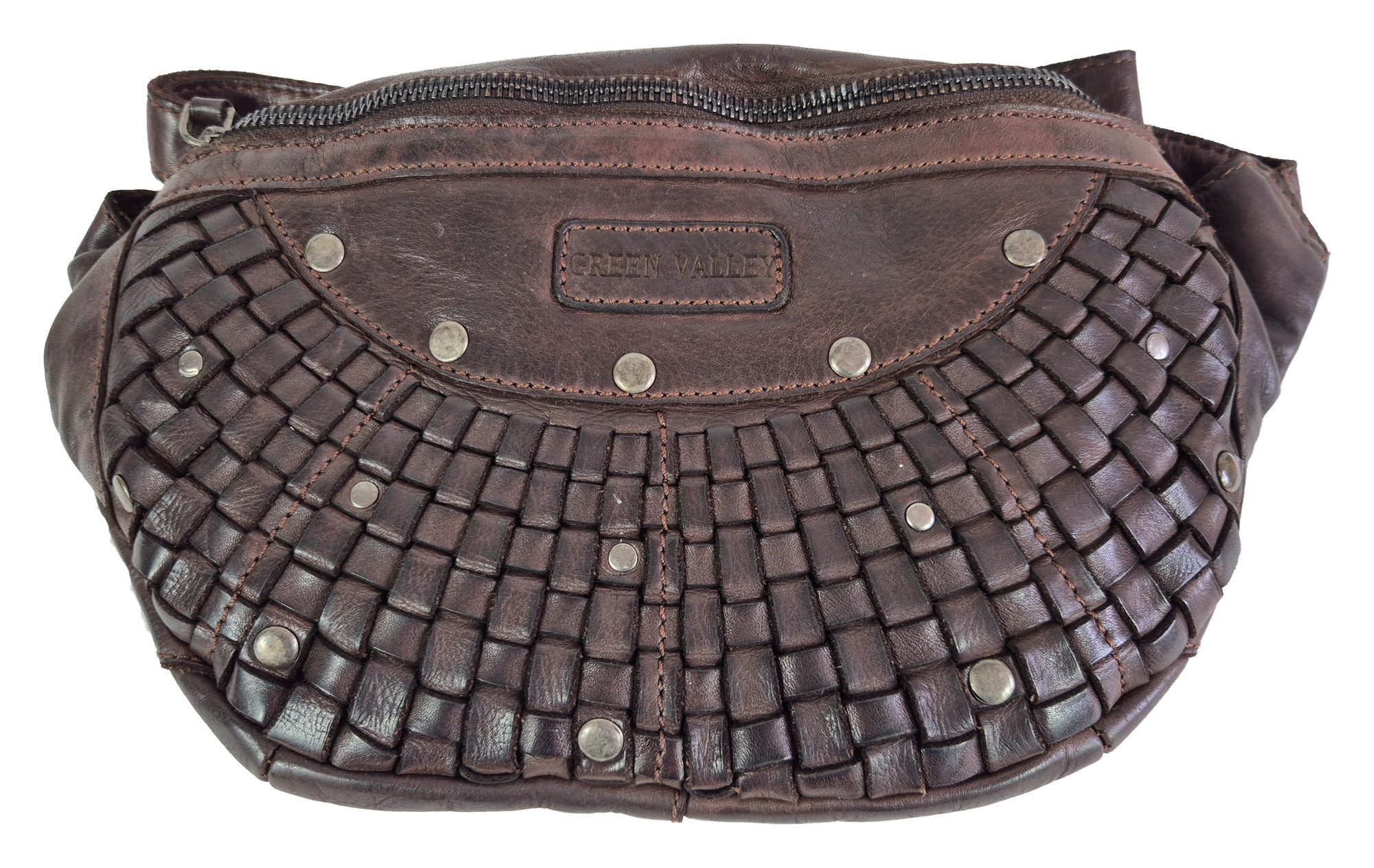 Einkaufszauber Bauchtasche Elegante Echt Leder Gürteltasche Elegant Geflochten - Hüfttasche, echt Leder